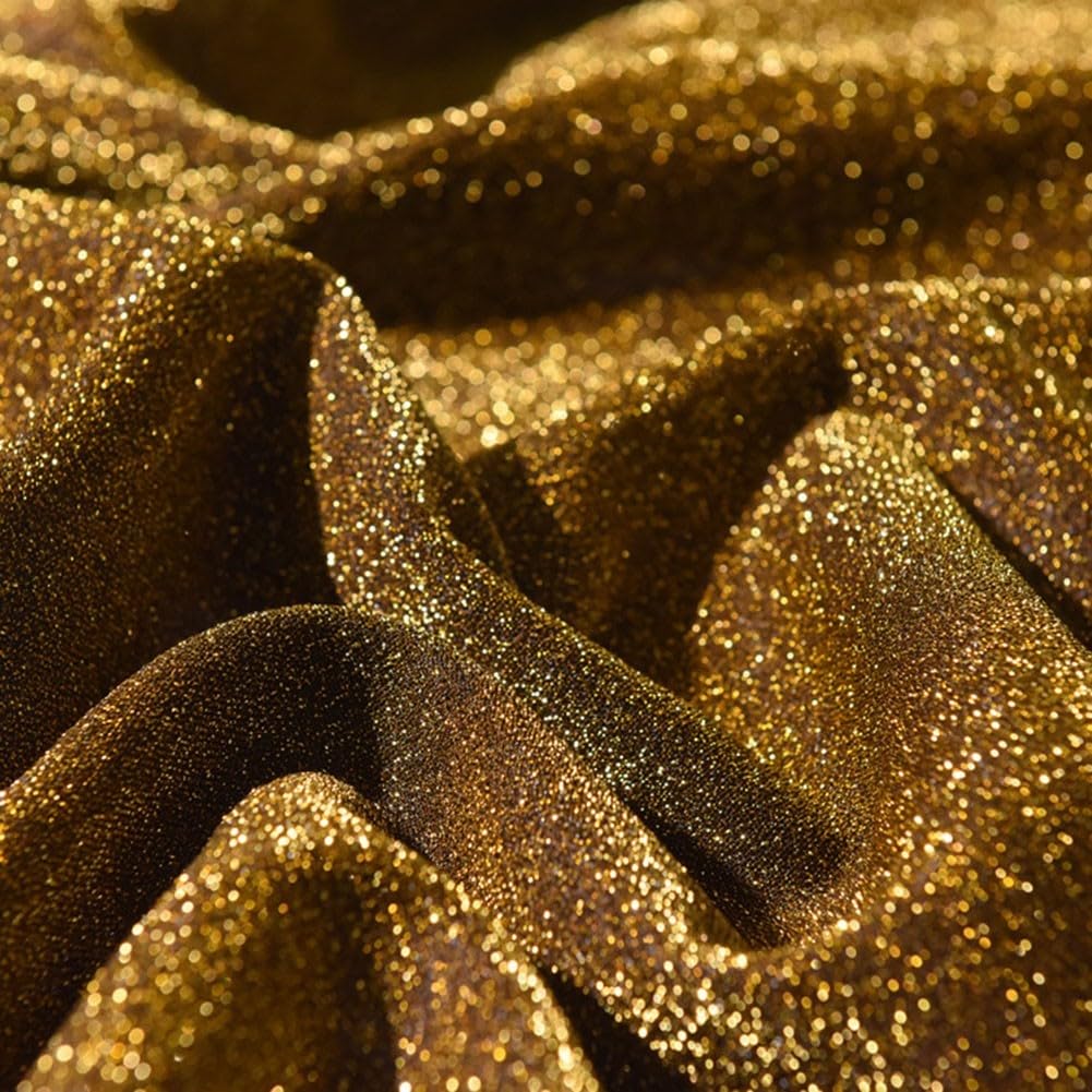 TDCuizent Glitter Fabric with Starry Shiny Decorative Polyester Mesh for Sewing Dressmaking Skirts Curtains Wedding Backdrops and DIY Crafts Soft Comfortable Material(gold)