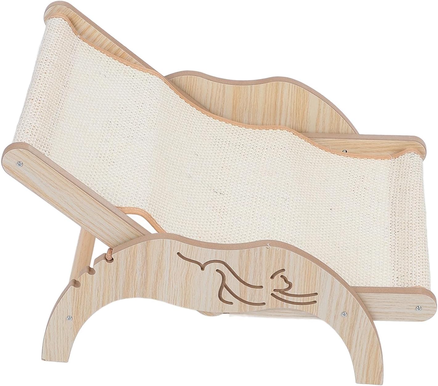 FILFEEL Cat Hammock Bed with Angle and Removable Cover, Foldable Wooden Beach Chair for Small Pets - Slip Design (Sisal Style)
