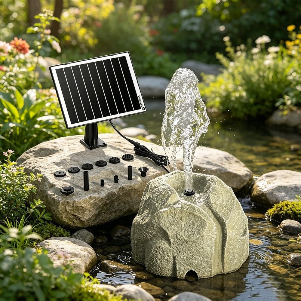 Fontaine à eau solaire de jardin pour animer vos bains d'oiseaux extérieurs
