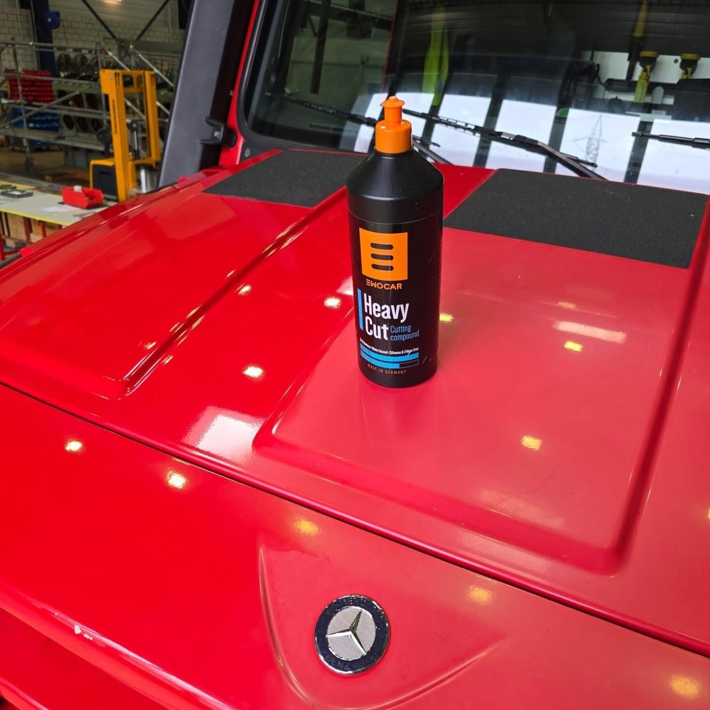 Heavy Cut Polierpaste 1000ml – Schleifpaste zum Entfernen von Schleifspuren P1000, wasserbasiert, staubarm, silikonfrei – Professionelle Lackkorrektur für tiefe Defekte