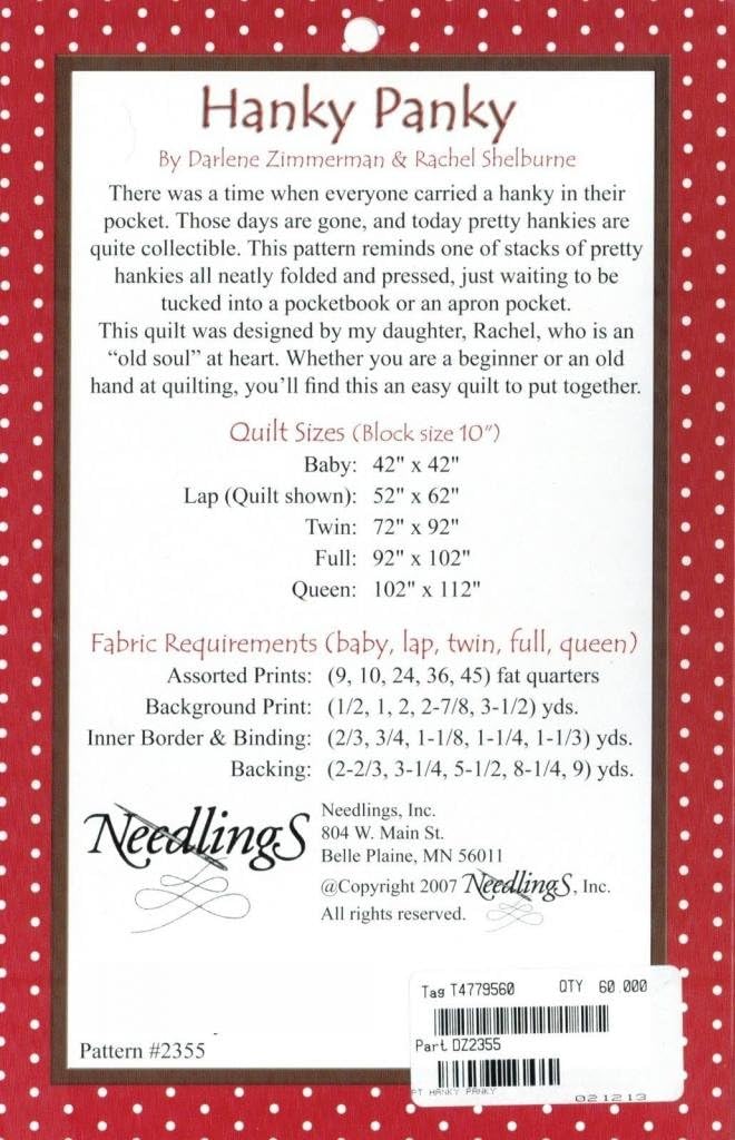Grehge Hanky Panky Quilt Pattern - Fat Quarter Friendly, Pieced from Yardage - Baby to Queen Sizes