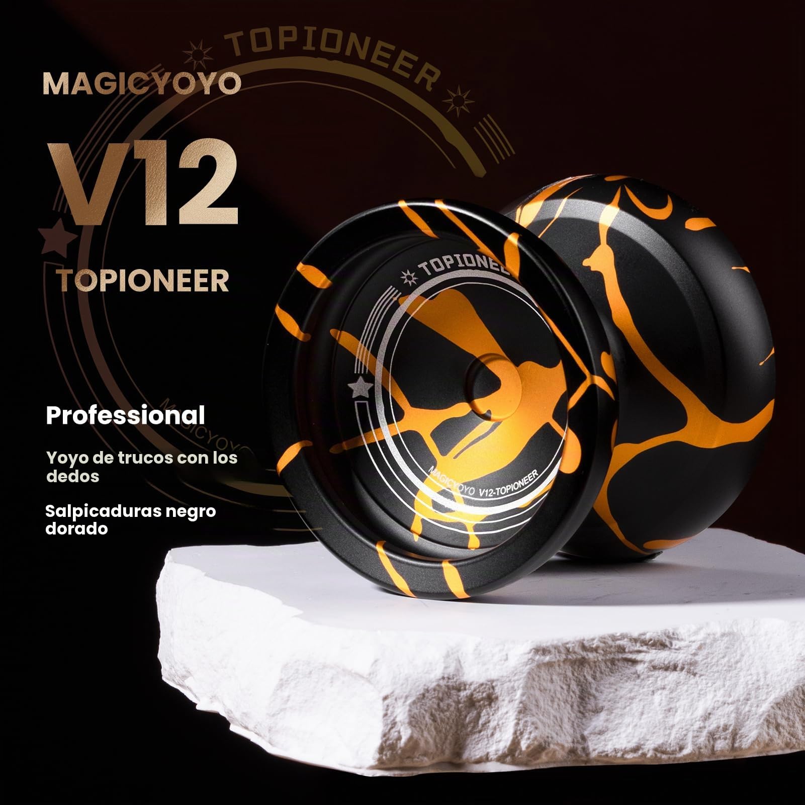 MAGICYOYO Yoyo V12 - Yoyo profesional de giro de dedo para principiantes y jugadores avanzados, YoYo de metal de doble propósito sensible y no responde, trucos de aleación de aluminio duradero