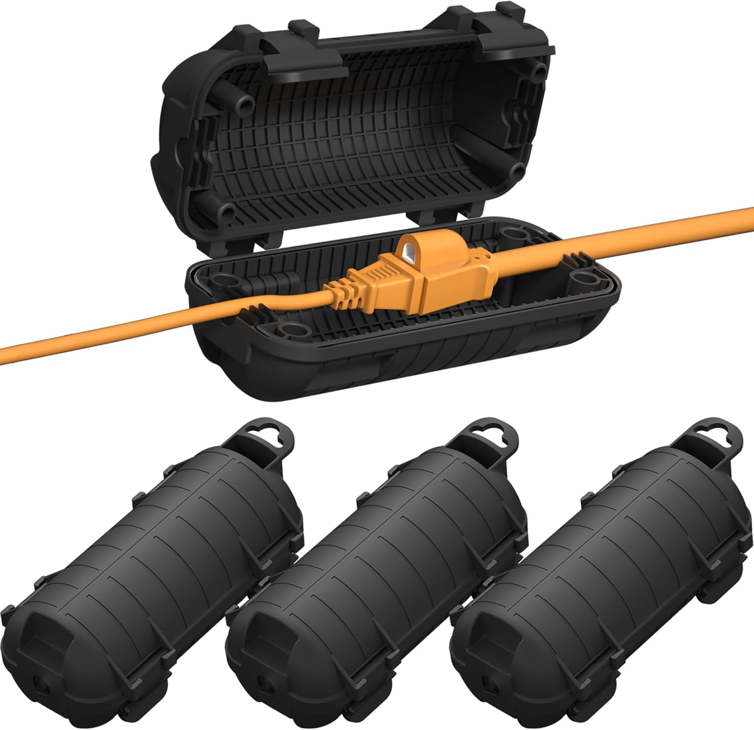 Extension Cord Cover Outdoor, 4 Pack IP54 Water-Resistant Power Cord Protector Electrical Connection Box Outside Cable Safety Cover for Electronics Plug Outlet Tool Holiday Light, Black Extension Cord Cover Outdoor, 4 Pack IP54 Water-Resistant Power Cord Protector Electrical Connection Box Outside Cable Safety Cover for Electronics Plug Outlet Tool Holiday Light, Black