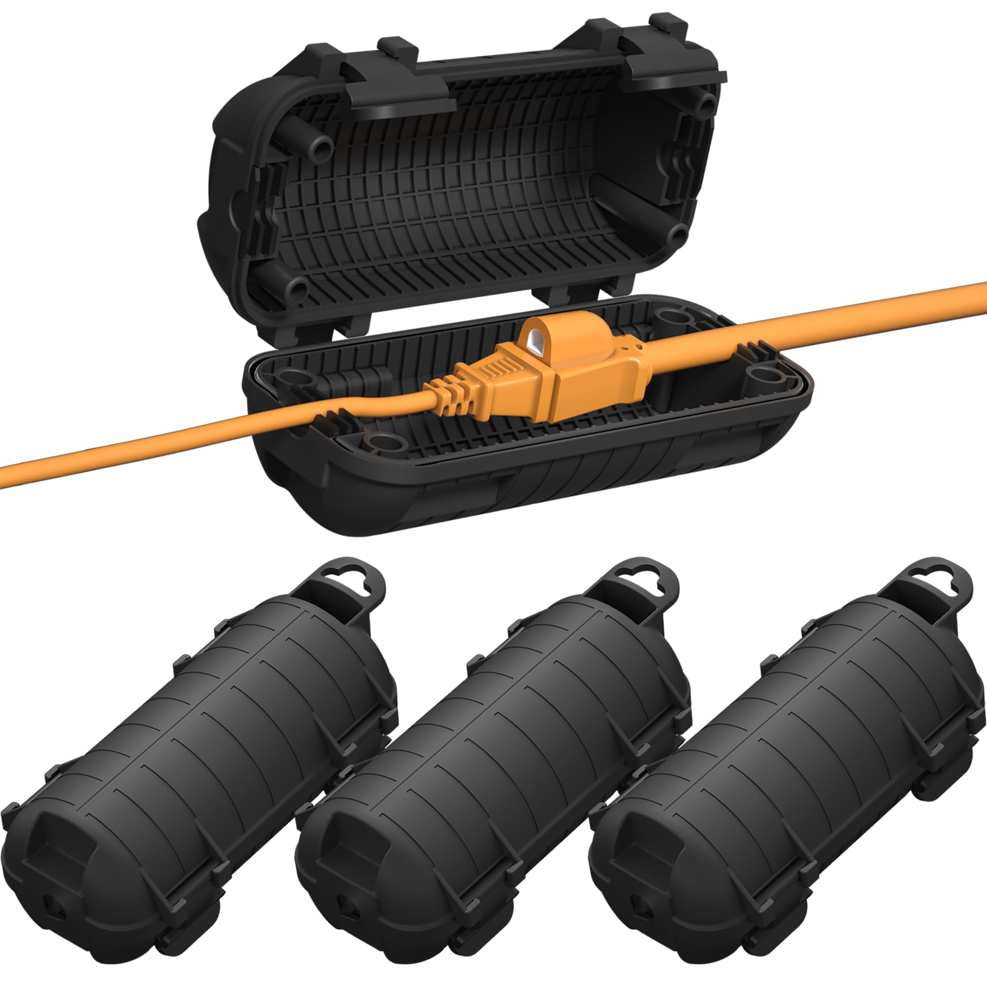 Extension Cord Cover Outdoor, 4 Pack IP54 Water-Resistant Power Cord Protector Electrical Connection Box Outside Cable Safety Cover for Electronics