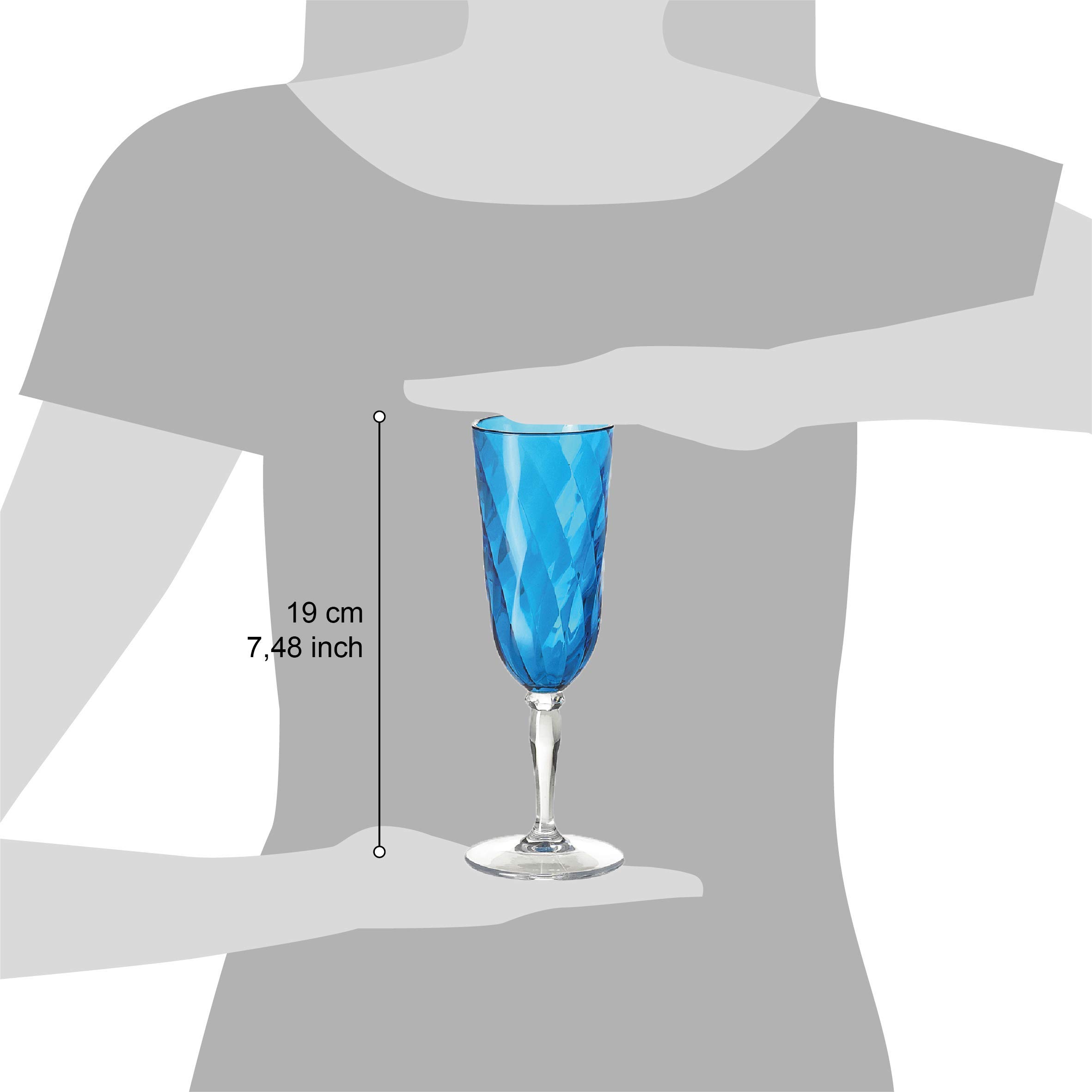 Omada Design 4 Bicchieri Champagne in acrilico, Flutes per uso all'aperto, Lavabili in Lavastoviglie, Made in Italy, Linea Diamond, Turchese