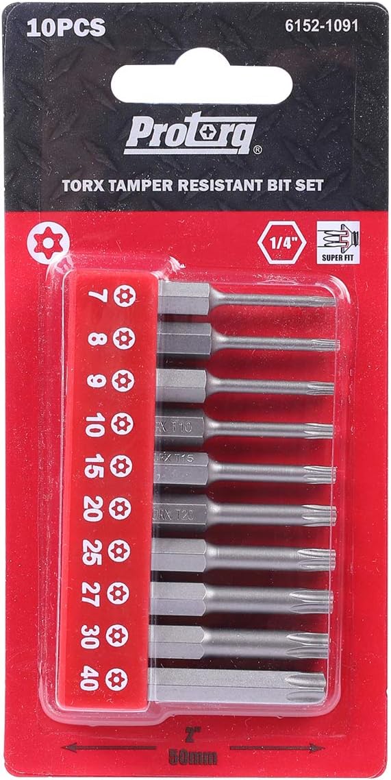 Protorq TORX Tamper Resistant Bits, Security TORX Bits (T7-T40), S