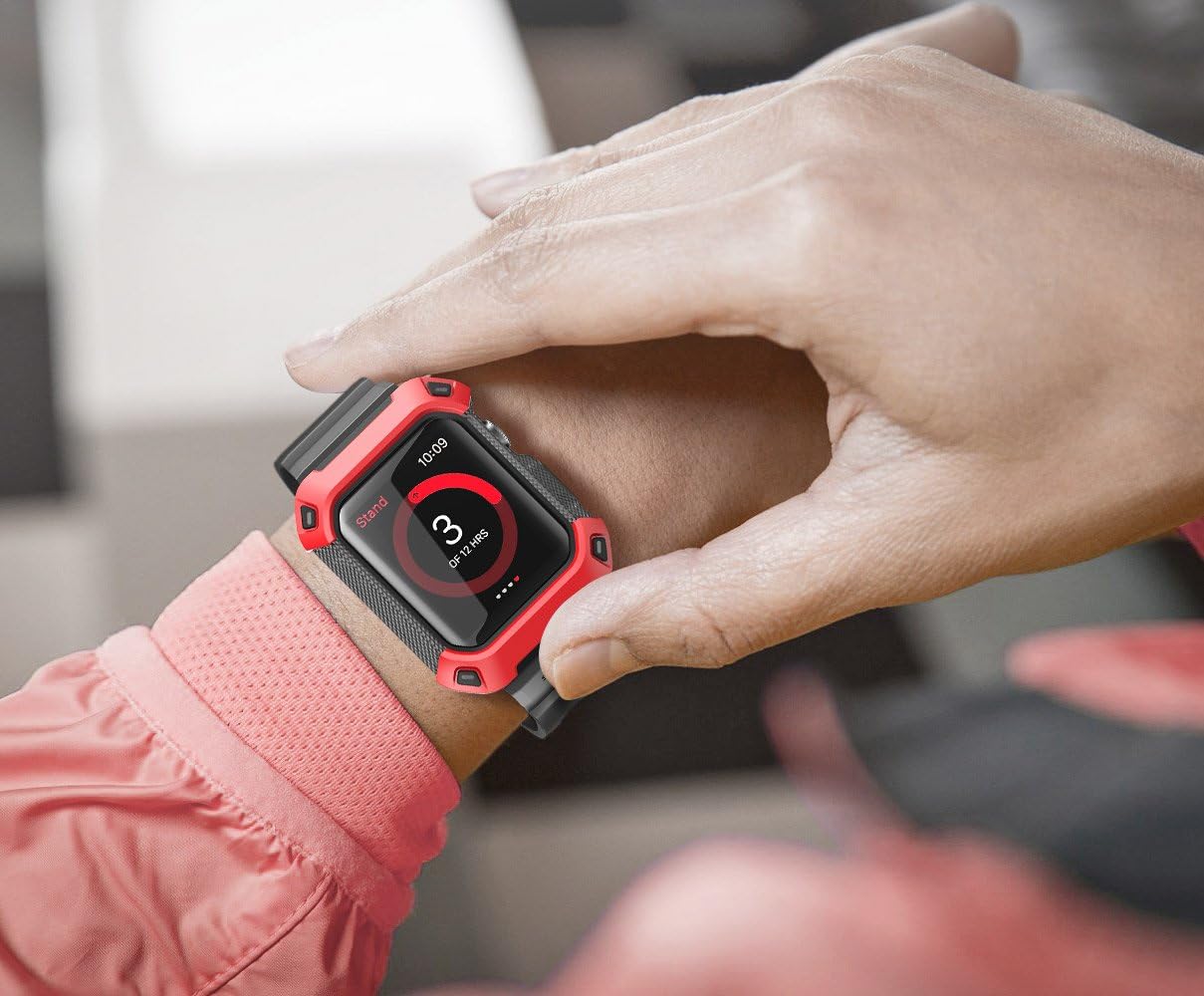 SUPCASE [Unicorn Beetle Pro] Rugged Protective Case for Apple Watch 1st Gen with Strap Bands for Apple Watch/Watch Sport/Watch Edition 2015 [38 mm Not Compatible with 42 mm] (Red)