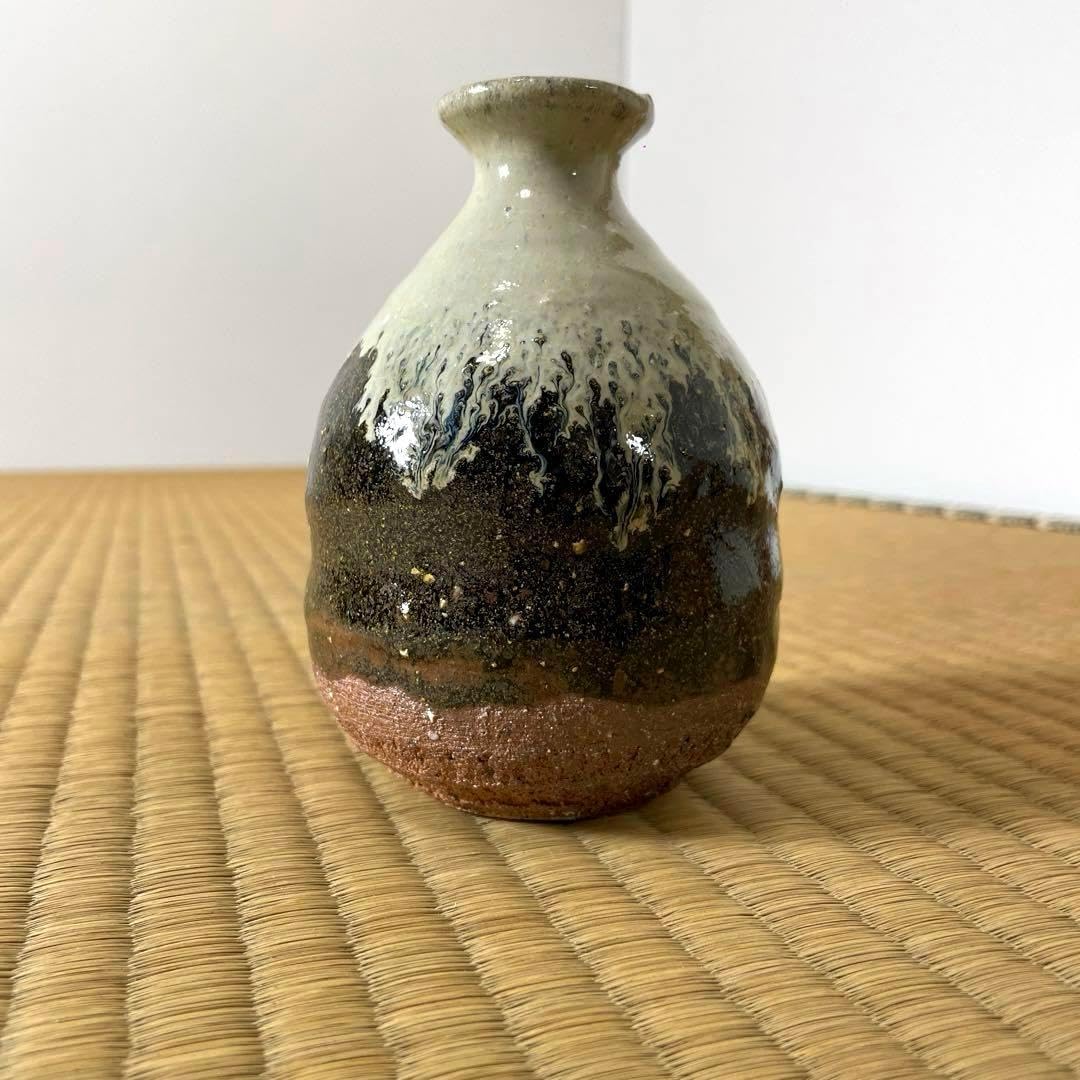 作森岡成好とくり（南蛮窯変徳利）共箱 希少作☆森岡成好☆とくり