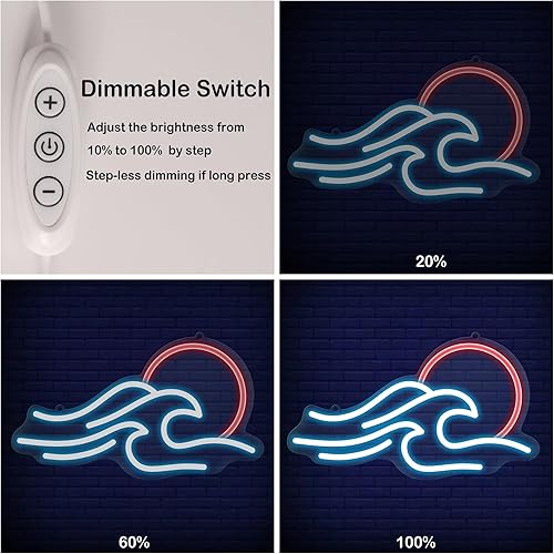 Miniatura 5 de Hinittey Letrero de neón para decoración de pared, luces de neón LED con atenuador y montañas de hielo para decoración del hogar, regalos creativos