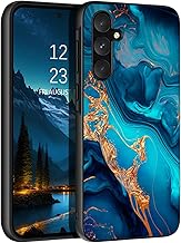 GUAGUA Coque pour Samsung Galaxy A35 5G - Motif Marbre Lumineux - Coque Rigide en TPU+PC Ultra Slim - Coque de Protection Antichoc Fine pour Samsung A35 - Bleu et Or