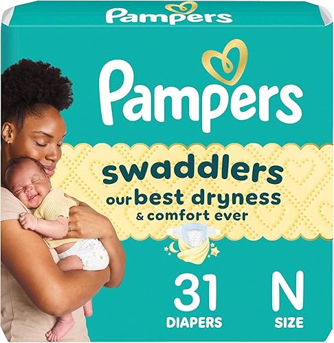 Miniatura 48 de Pampers Pañales Swaddlers, talla 1 (8-14 libras), 32 unidades, absorbentes, mantiene al bebé seco y cómodo, pañal desechable seguro para la piel