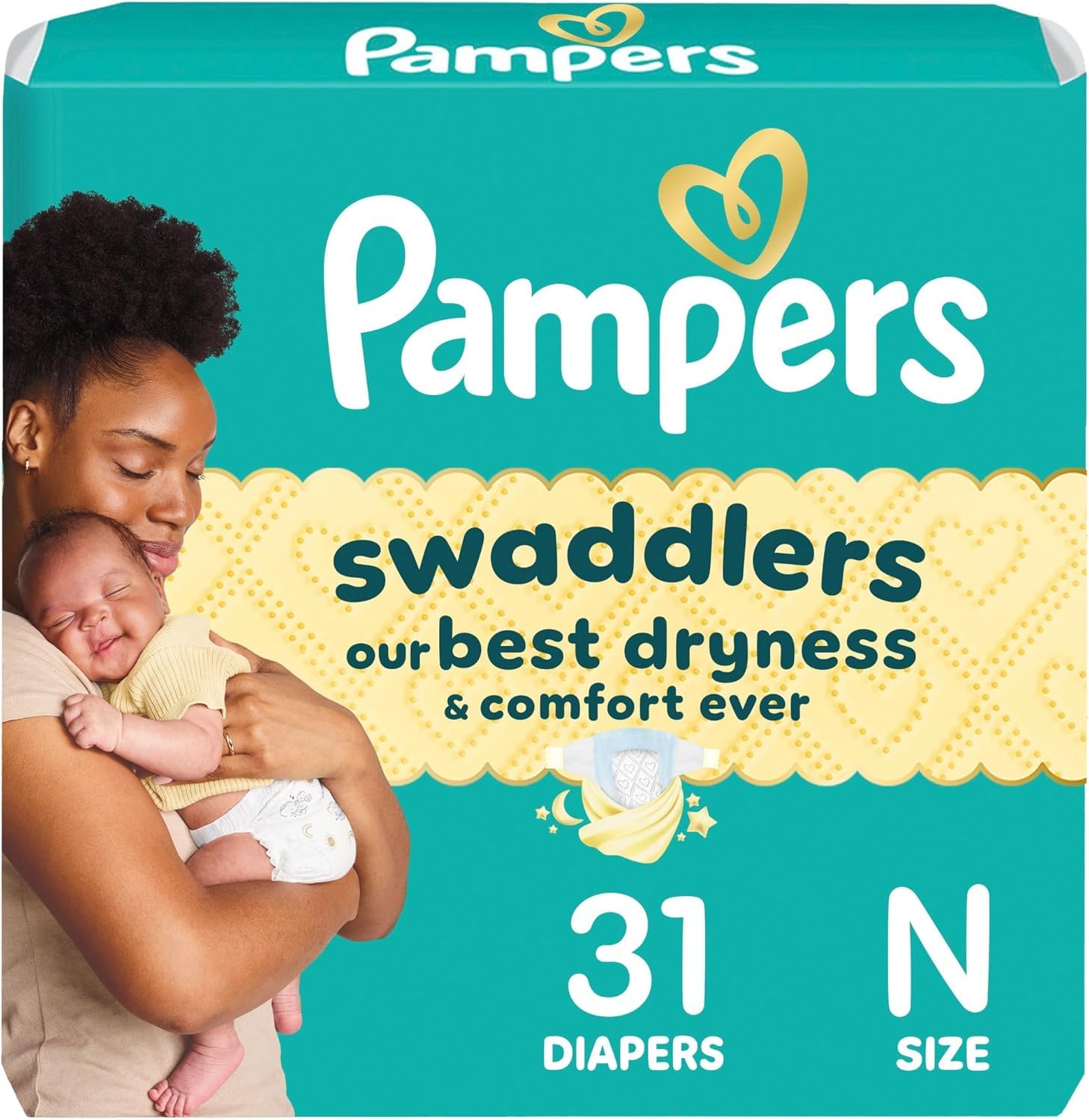 Pampers Swaddlers Newborn Diapers Size 0 &ndash; 31 Count, Hypoallergenic & Skin Safe