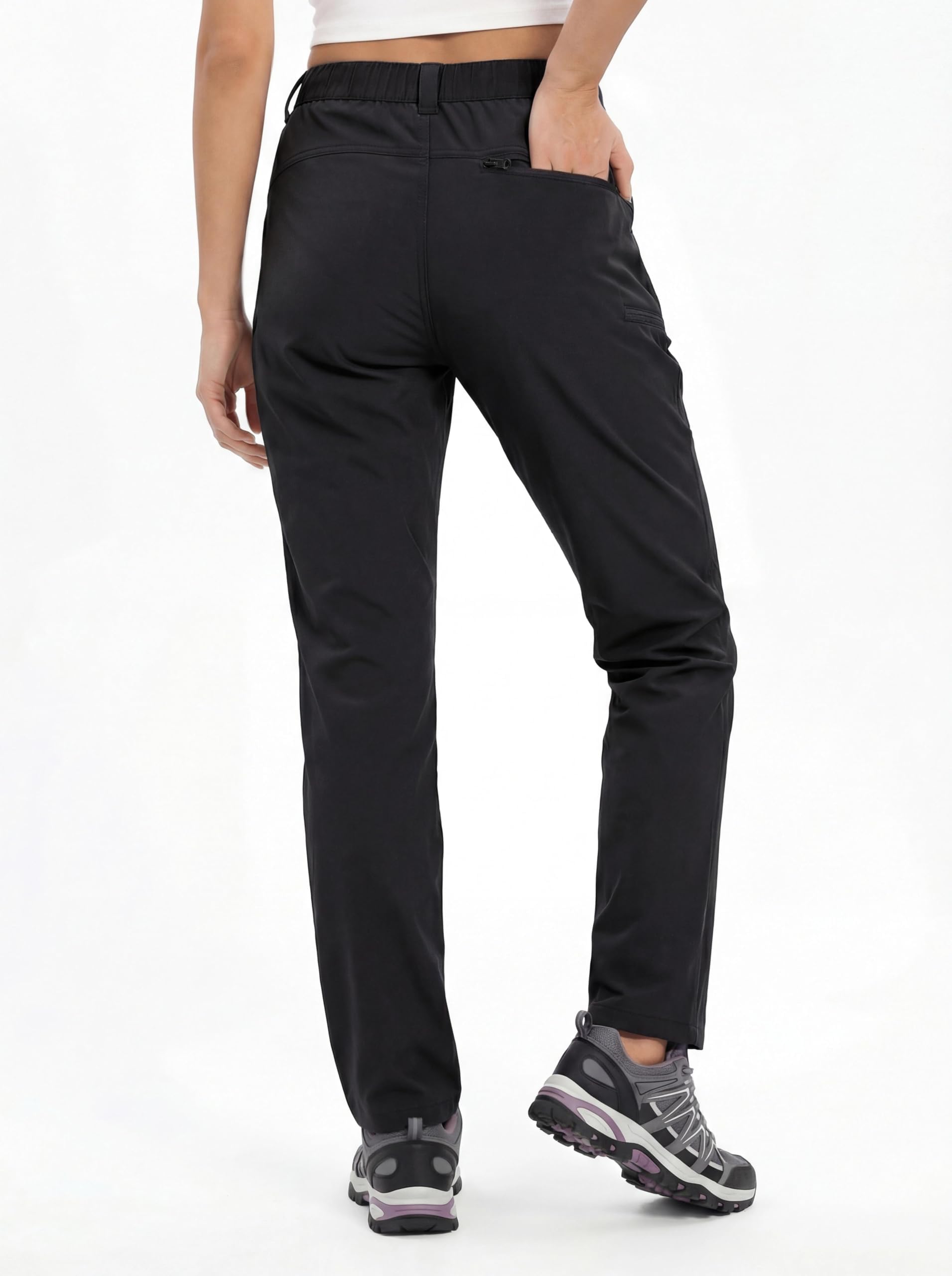 GymBrave Pantalone da Trekking Donna Estate Leggero Pantalone da Lavoro Elasticizzato Impermeabile Pantalone Cargo con Tasca Zippata Safari