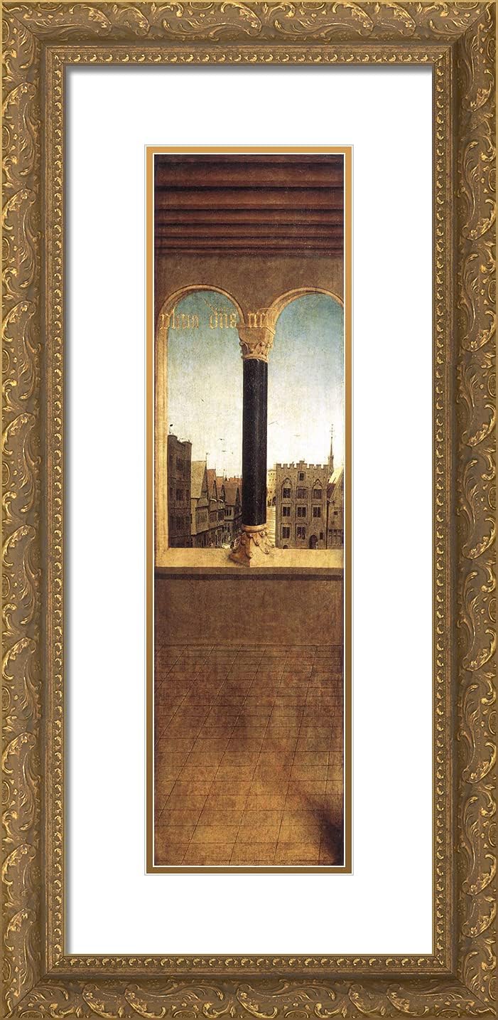 ArtDirect Van Eyck, Jan 13x24 Gold Ornate Framed Art Print with Double Matting Titled: The Ghent Altarpiece llI