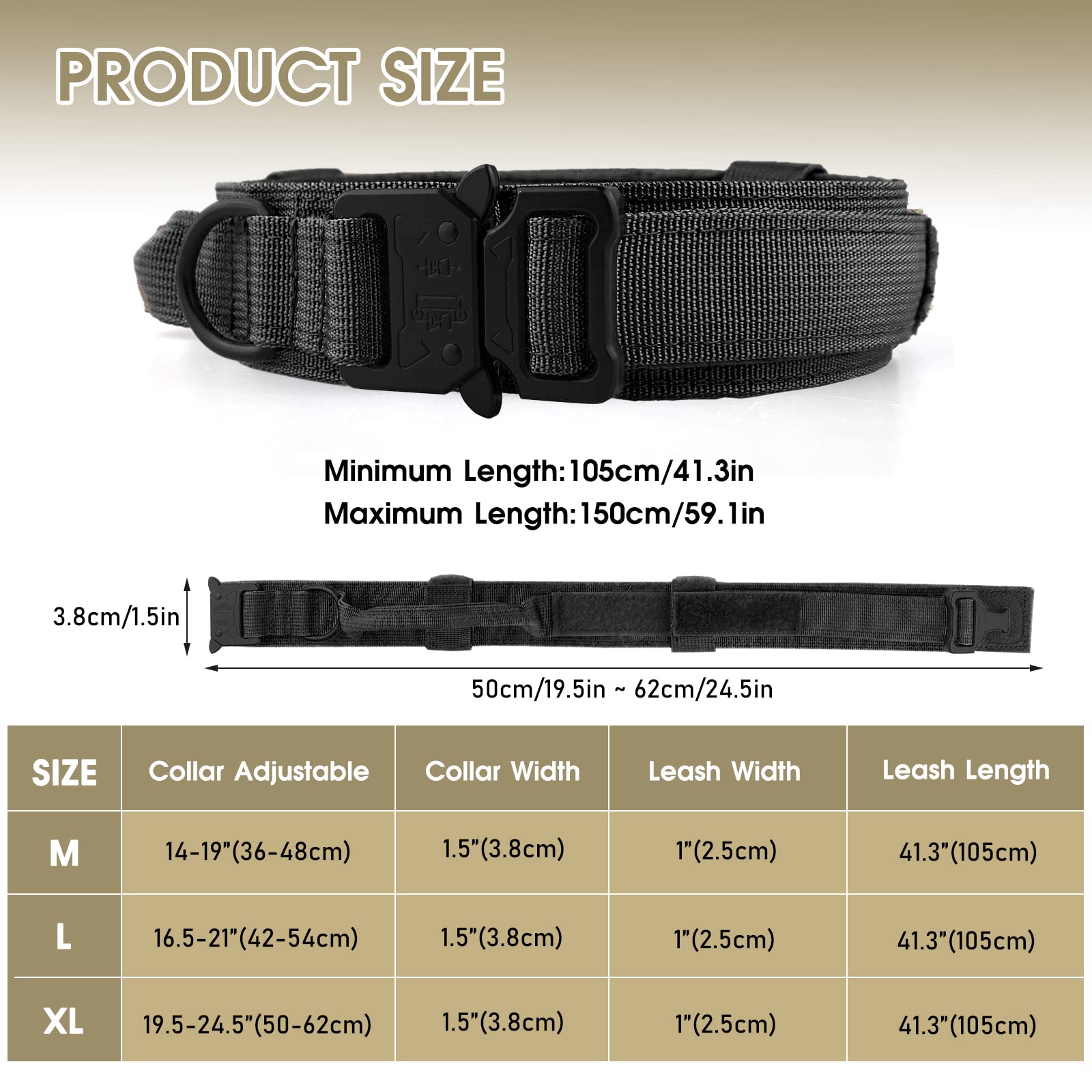 Galaxy Taktisches Hundehalsband – Robust, Verstellbar Mit Griff Für Training & Outdoor, Schwarz XL