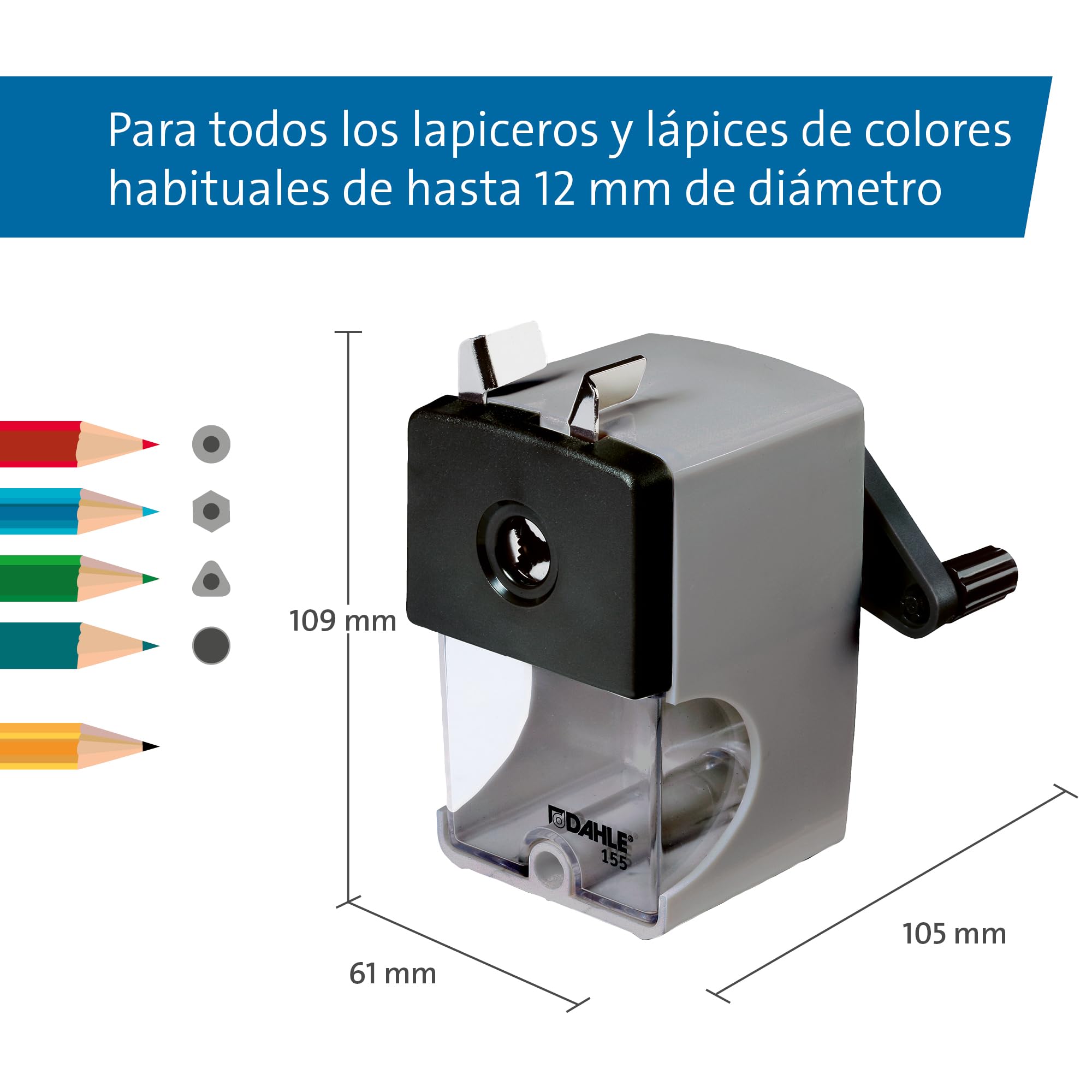 Dahle 00155-17496 Pencil Sharpener 155 with Clamp 12 mm Smart Grey, darkgray - Image 2