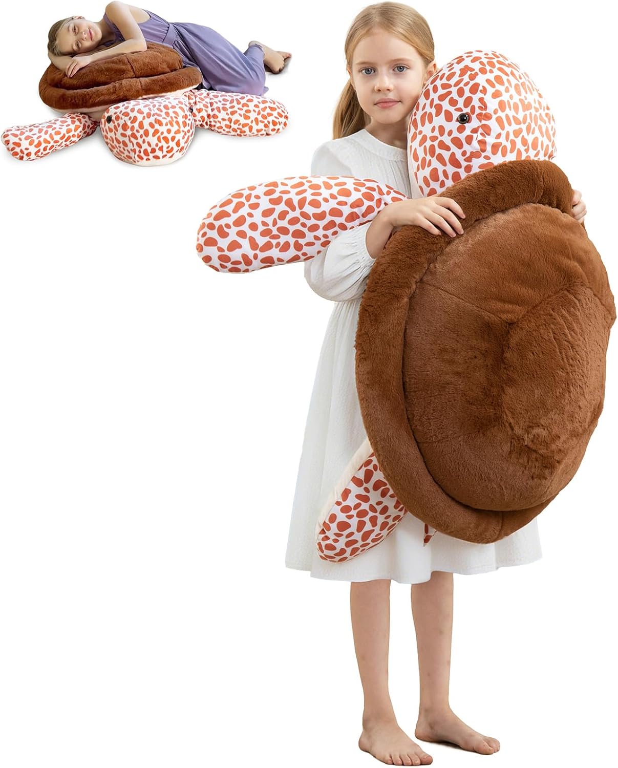 MorisMos Giant Turtle Stuffed Animal, 35inch-3ft Big Stuffed Tortoise Plush Toy, Large Soft Turtle Body Pillow Gift for Kids Children Boys Girls Birthday Christmas, Brown