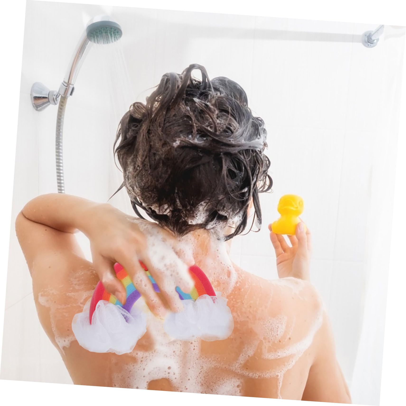 Beaupretty 4piezas Esponja De Forma De Helado Set De Bolas De Baño De Colorida Rainbow Esponjas Exfoliantes Para Bebés y Baño Divertido y Espumoso