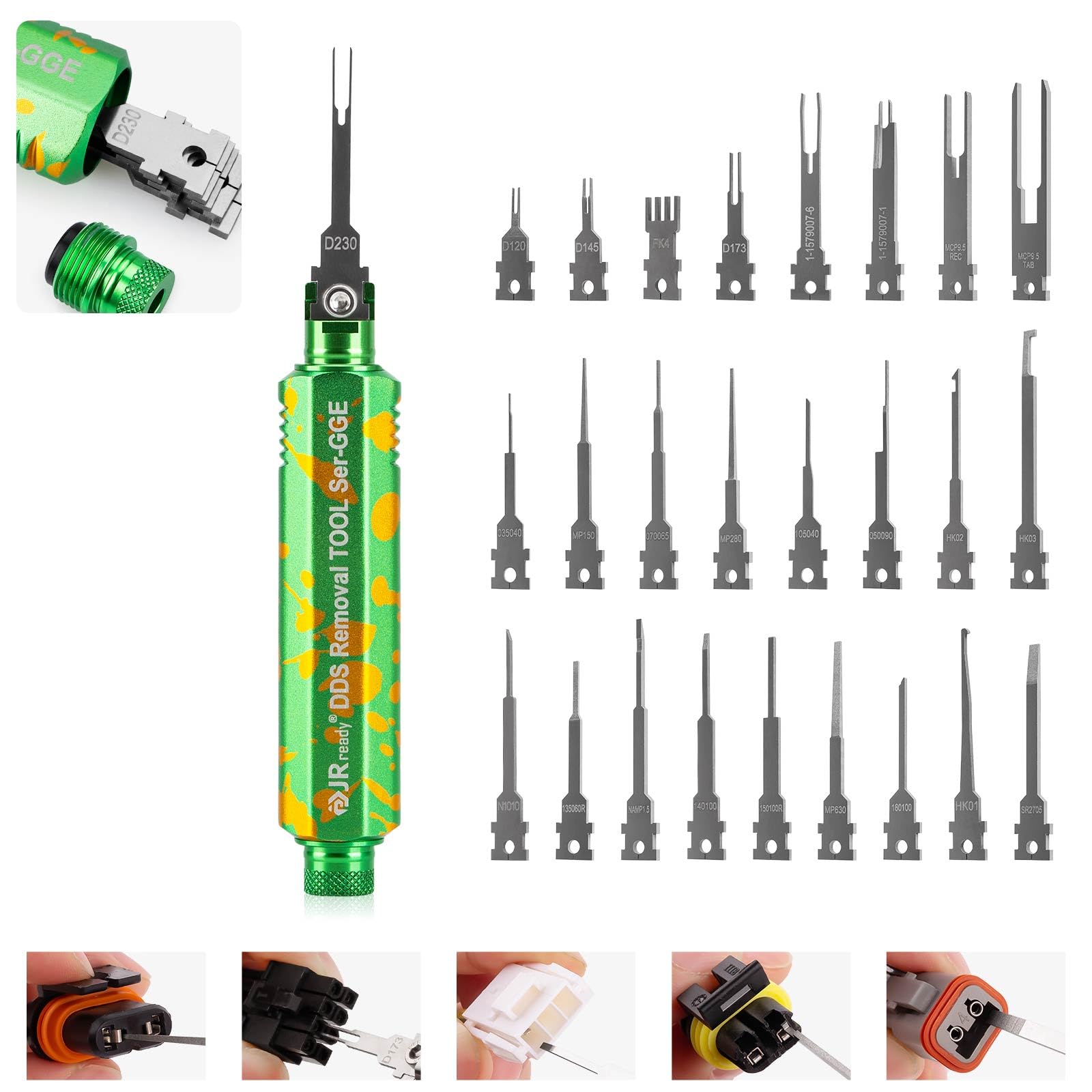 JRready ST5352-02 Entriegelungswerkzeug Upgraded Terminal Removal Tool Mit 1 Griffe Zur Lagerung & 26 Tipps Für Den Austausch Auspinwerkzeug Kfz Stecker Kit Für Deutsch AMP TE Molex JST JPT Harting