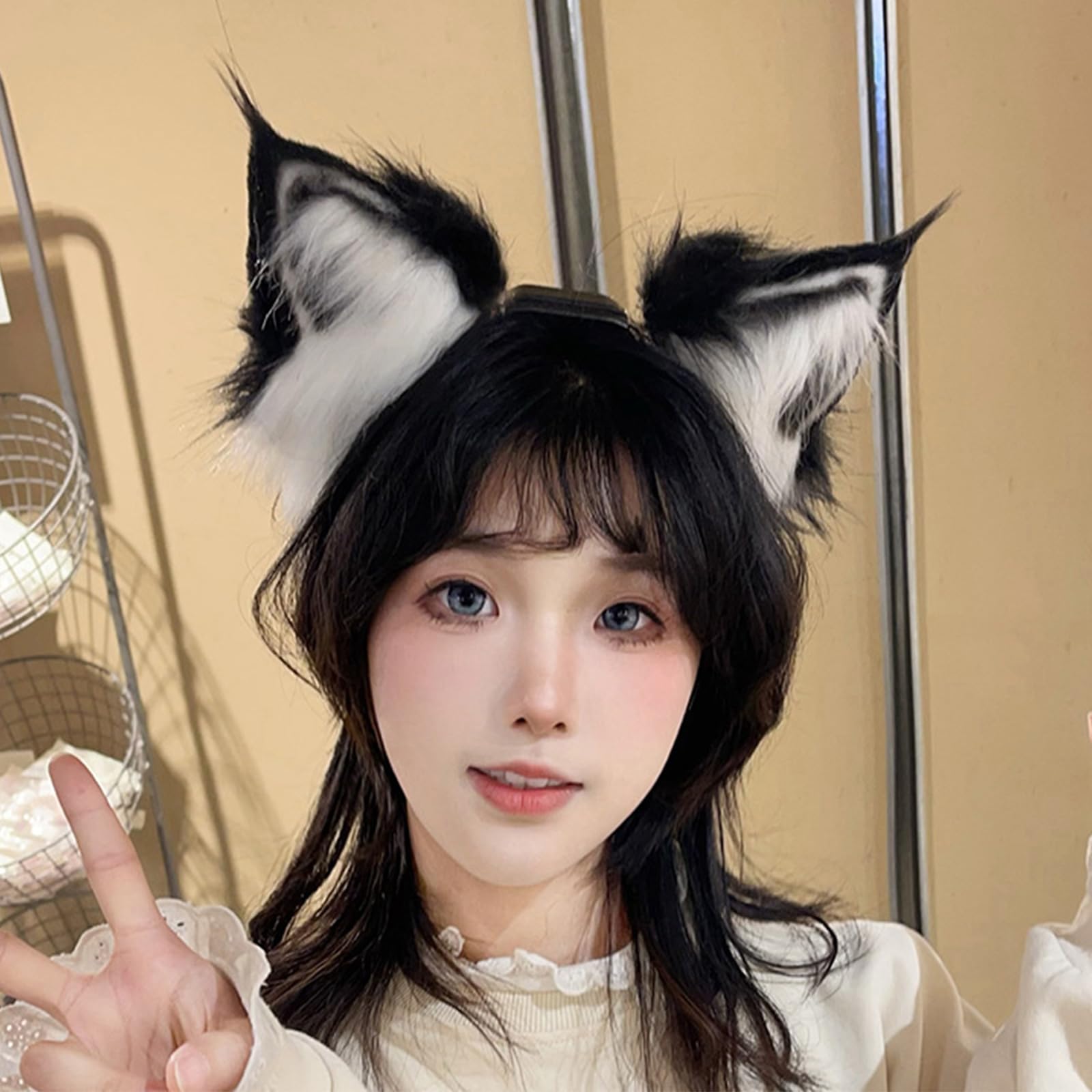 Diadema de orejas de imitación para cosplay de gatito, diadema de orejas activadas por movimiento y tacto para disfraz de fiesta de Halloween