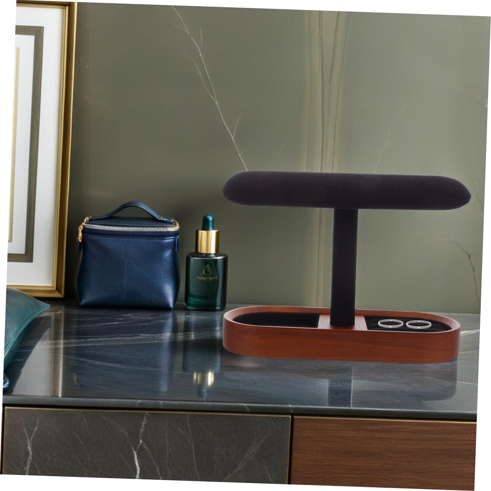 Mobestech Expositor de Madera Maciza T para Relojes Soporte para Pulseras y Anillos Organizador de Joyas de Madera para Exhibir Relojes Collar y Accesorios Dormitorio o Baño