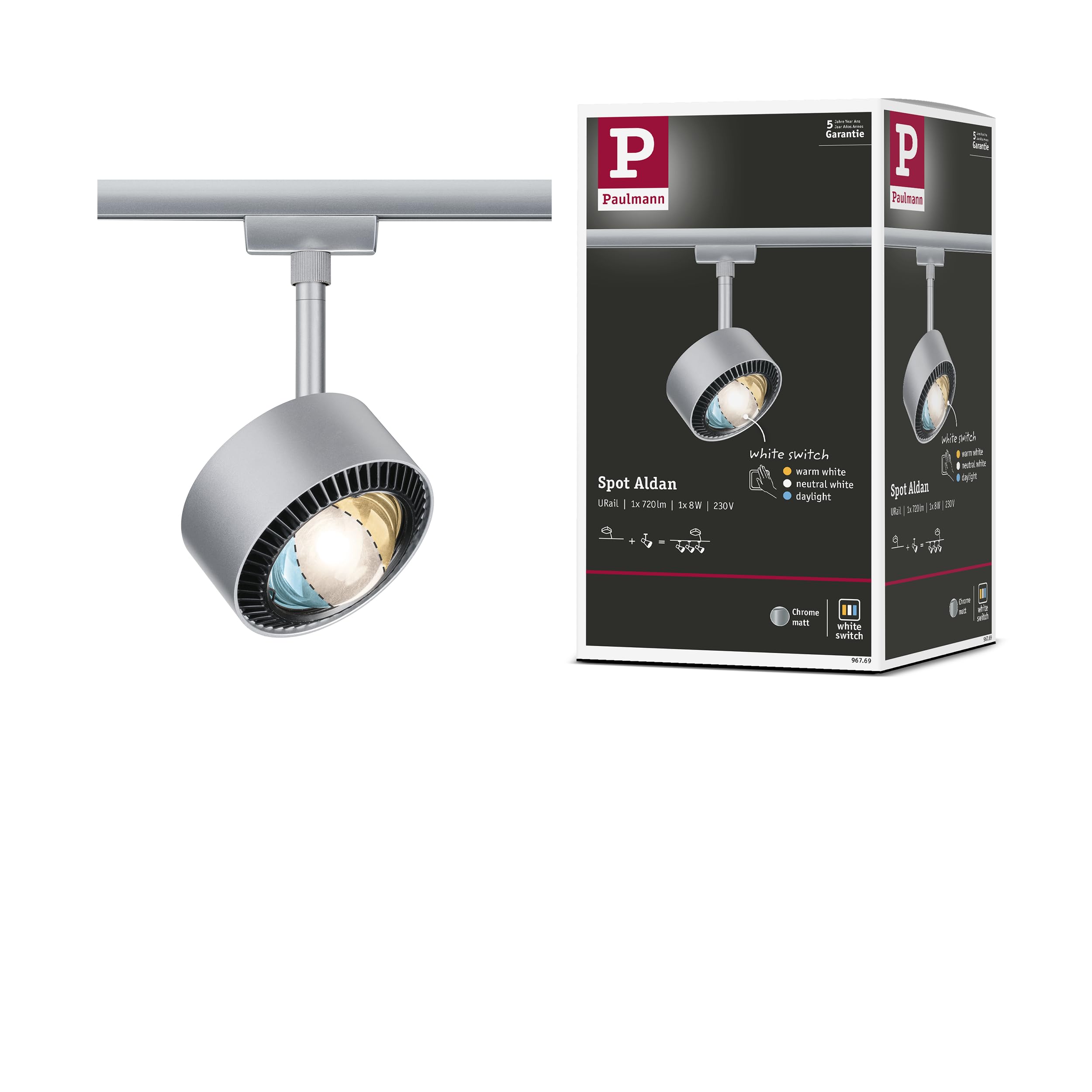 Paulmann Urail Aldan Led Spot, Matt Chrome, Metal, Cct