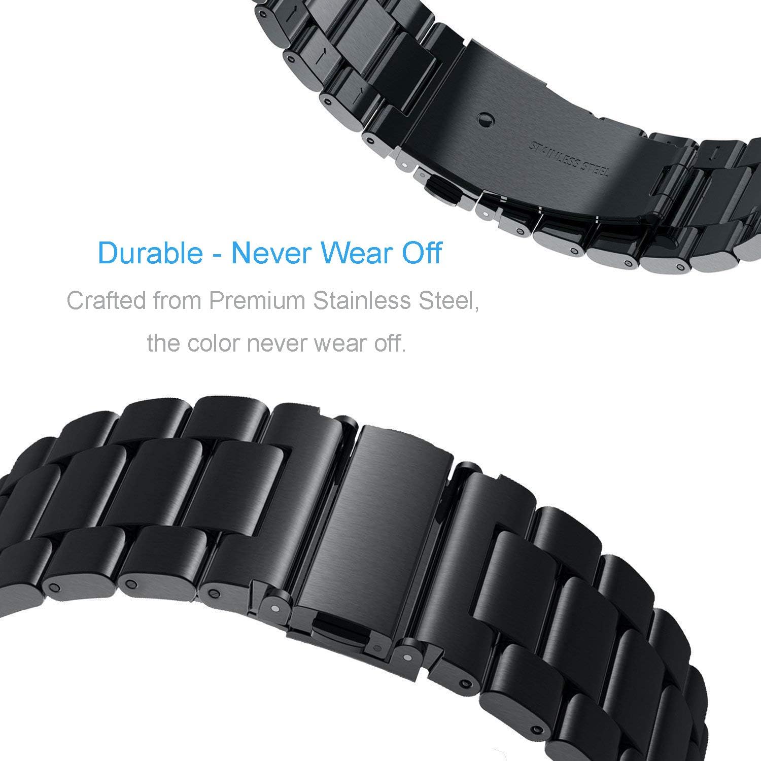 for Samsung Galaxy Active 2 Watch Bands, 2 Pack Premium Stainless Steel Link Band + Mesh Metal Strap for Galaxy Active2 44mm and 40mm, Black