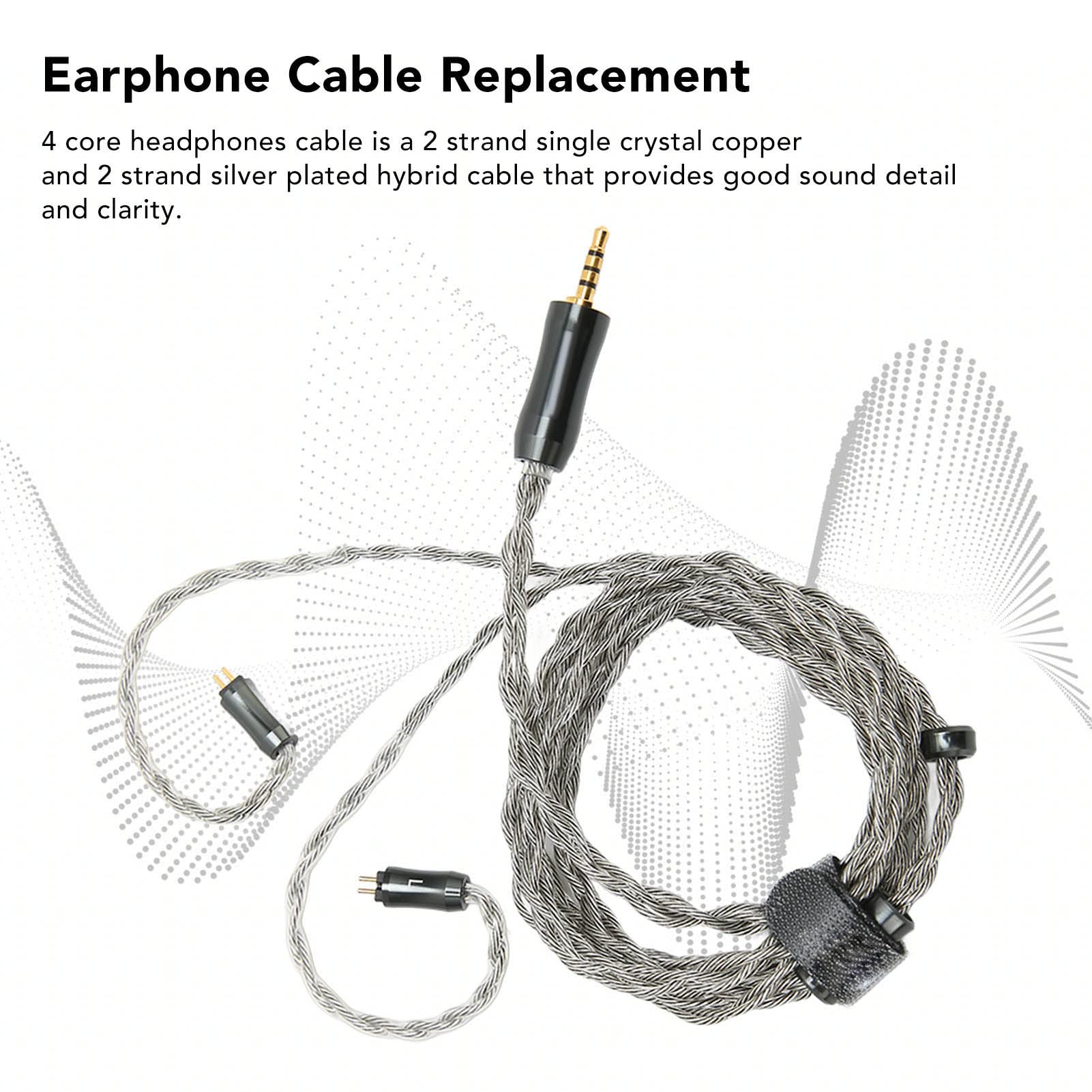 Câble de remplacement pour casque à 4 cœurs Remplacement de câble pour écouteurs à 2 broches avec prise de 2,5 mm 3,9 pieds