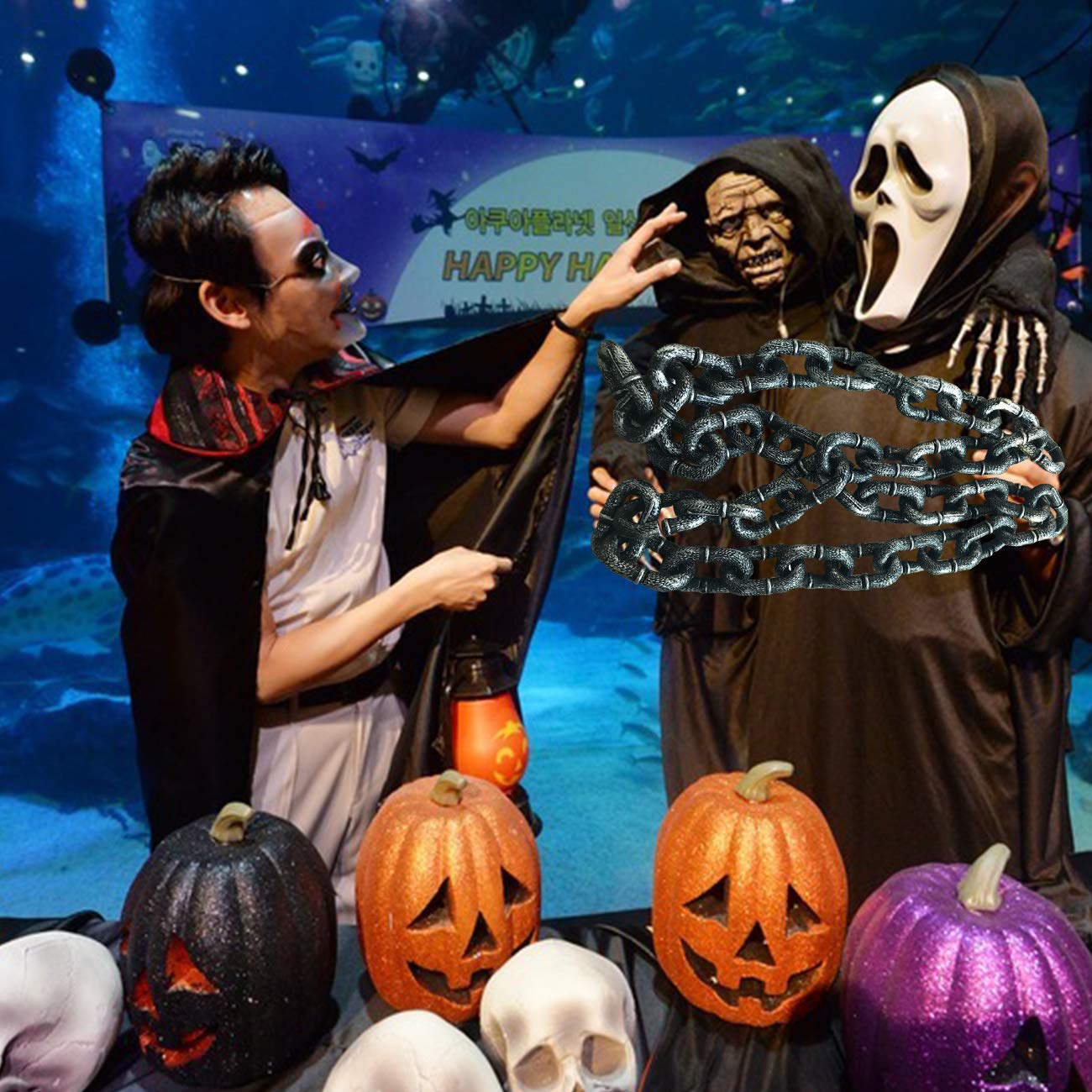 Holween Chain Snapklik.com : Halloween Chains Plastic 5.9ft Silver And Black Chain ...
