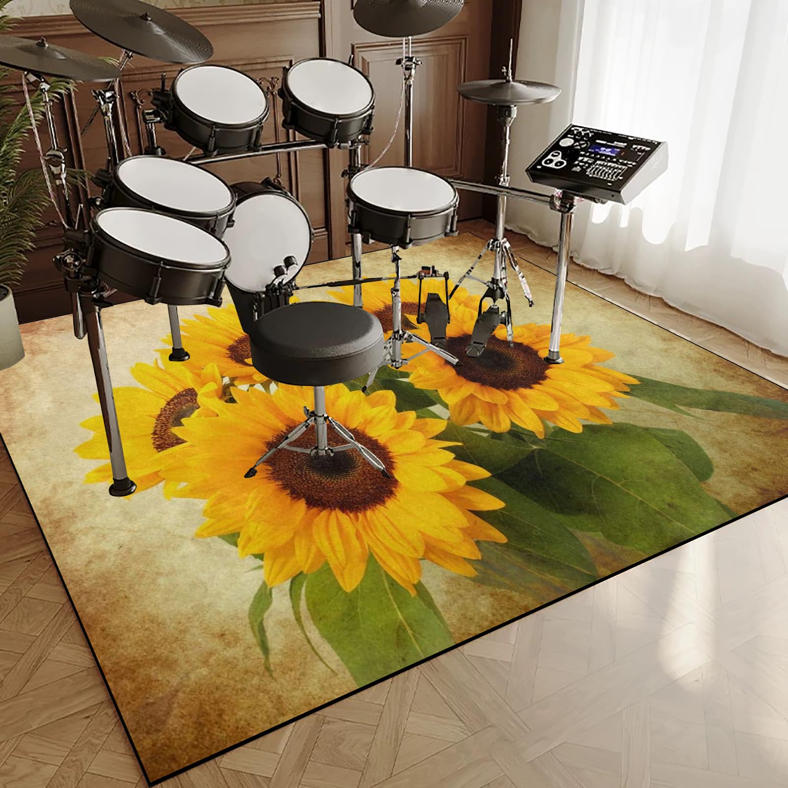 Elektrisches Schlagzeug Teppich, Drum Matte, rutschfeste Trommel Teppiche, Schallschutzdecke Professionelles Elektronisches Jazz Schlagzeug Kit, Schallschutzteppich für Studio, Wohnung 230 x 180 cm