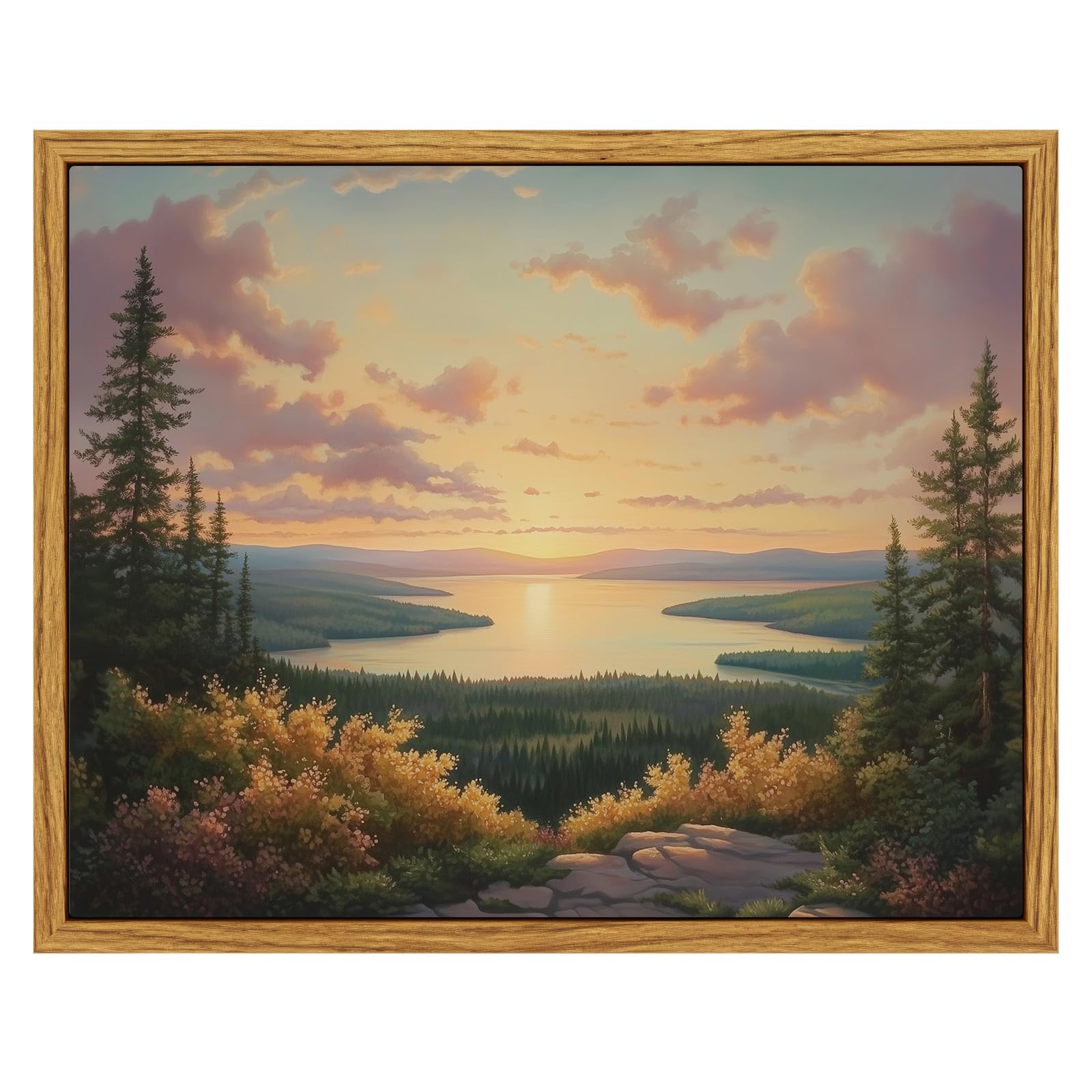 InSimSea Framed Canvas Wall Art, Meadow with Flowers Painting, Landscape for Living Room, Bedroom, Home, Bathroom Decor, 8x10 — view 31
