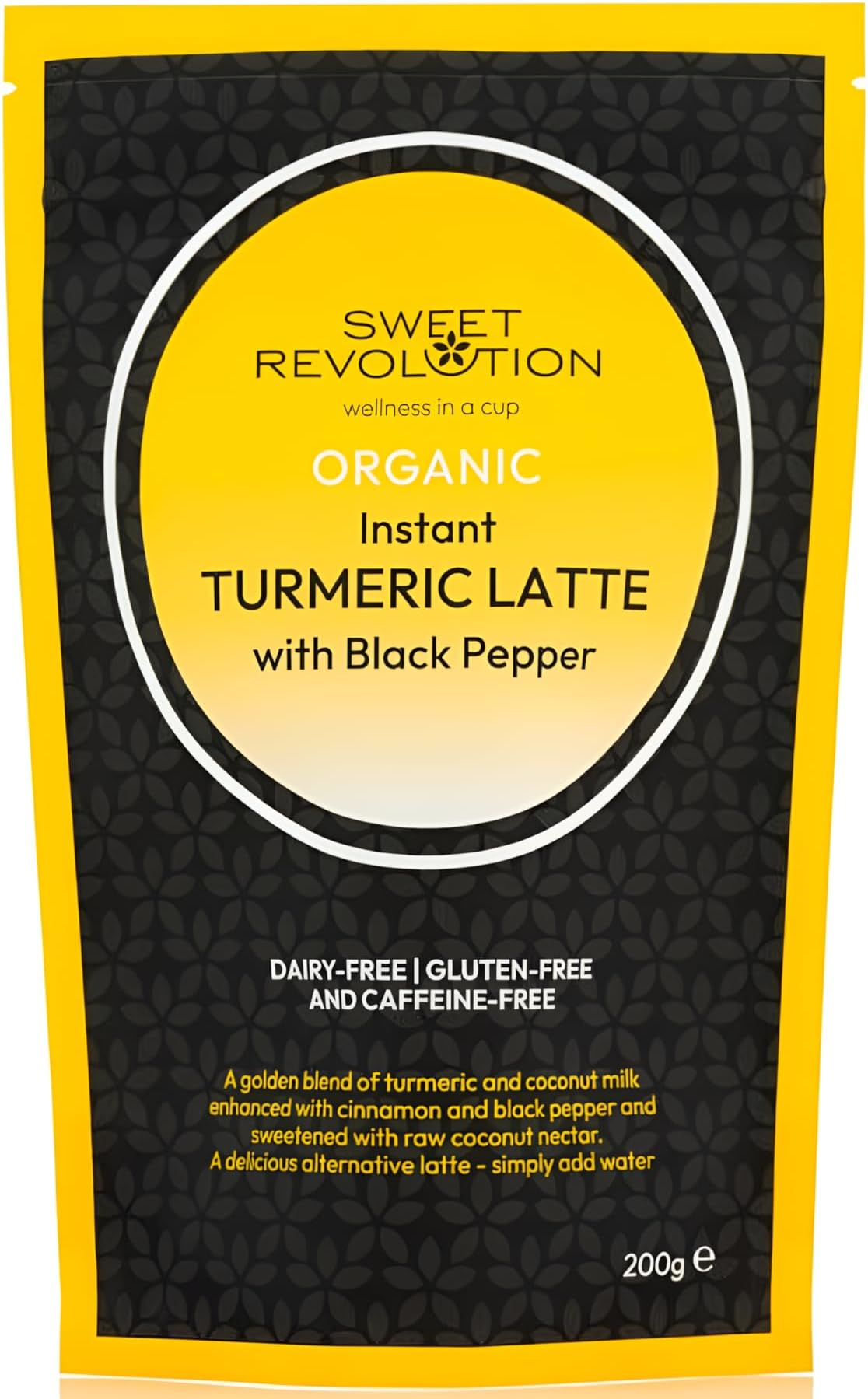 Sweet Revolution Organic Instant Turmeric Latte with Black Pepper (200g), Dairy Free and Gluten Free.