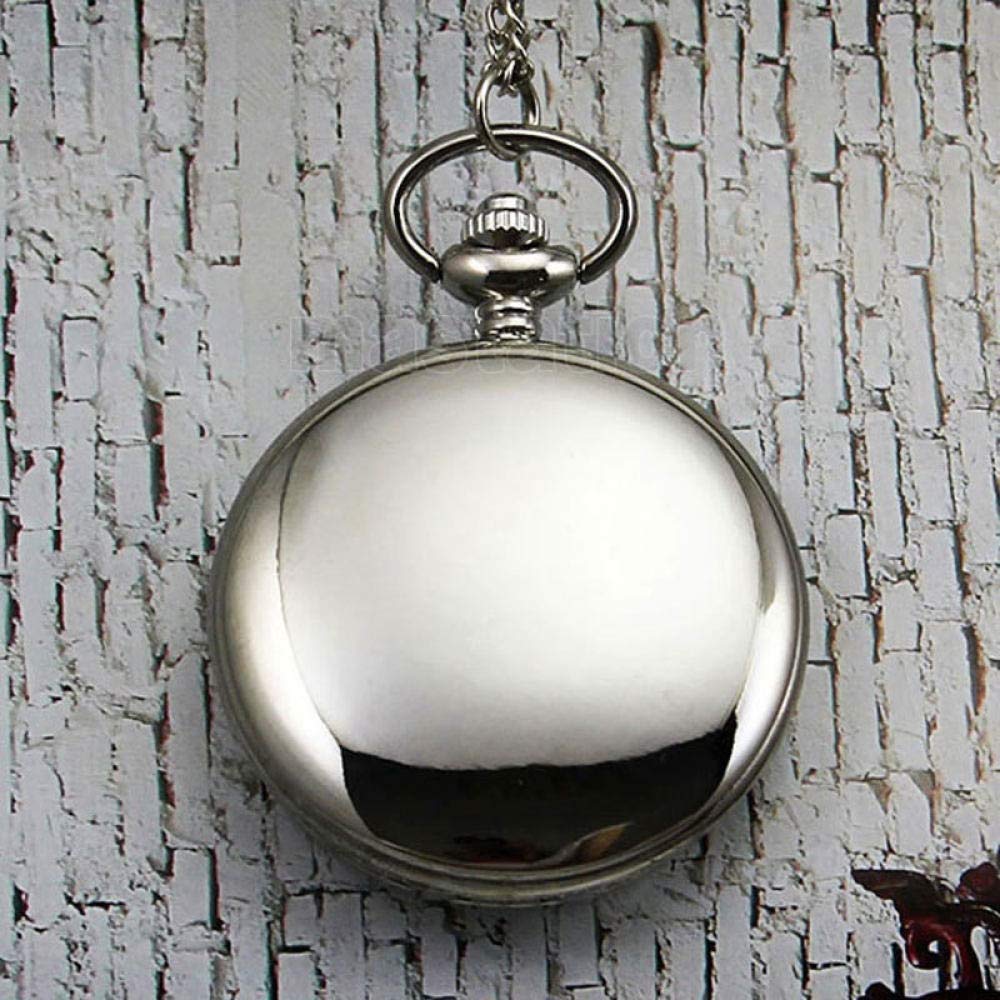 QUNINE Relojes de Bolsillo clásicos con Colgante de Cuarzo Vintage, Reloj de Bolsillo de Plata Pura Steampunk Personalizado, Collar con Cadena, Colgante, Caja de Regalo, Juego de Bolsa, Plata (Plata)