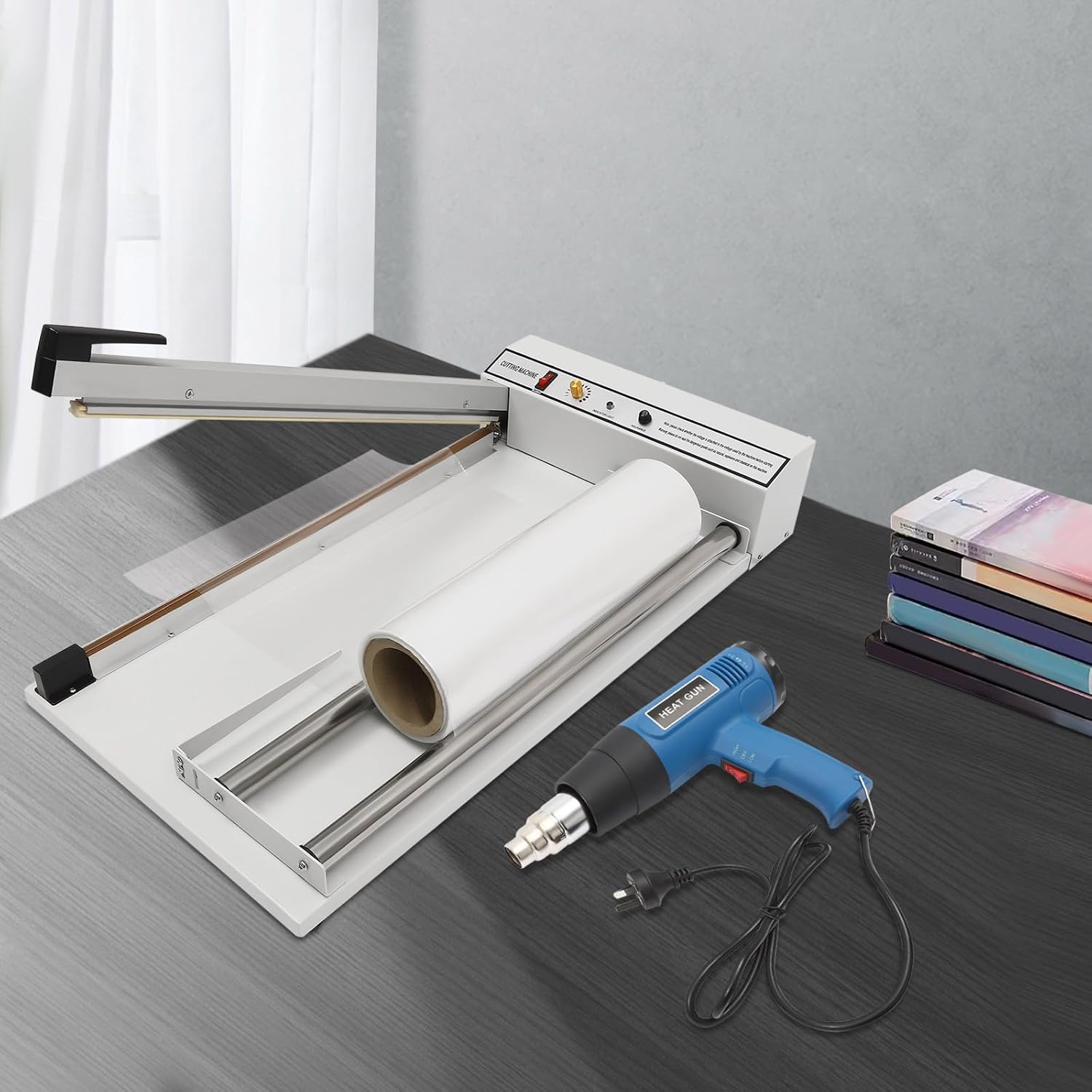 Sealer Machine 24", Shrink Wrap Machine, Shrink Wrap Sealer with Heat Gun, Packaging Sealing Machine Compatible with PVC POF Film