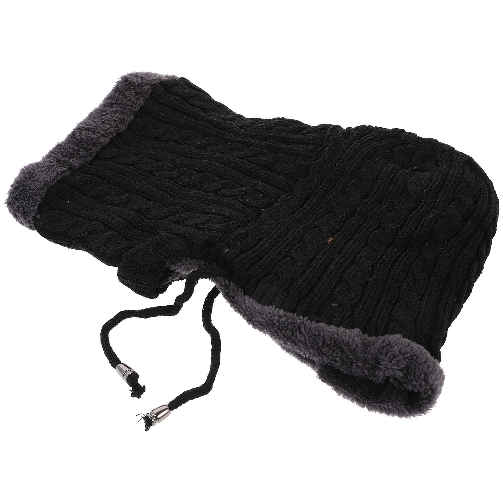 Unisex Wintermütze mit Schal, Plüsch, Schwarz, für Radfahren