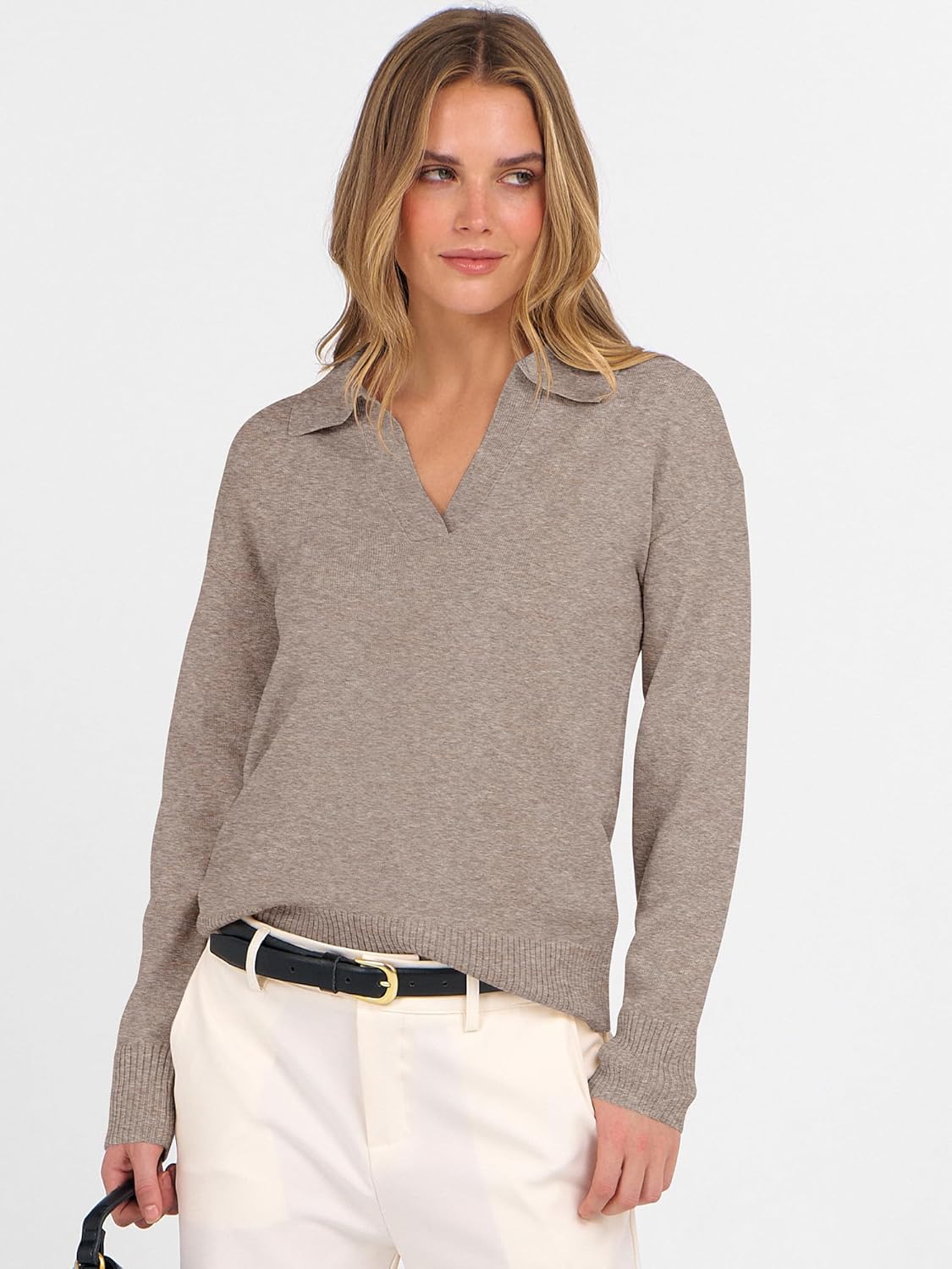 ANRABESS Womens Polo V Neck Long Sleeve Sweaters Lightweight Dressy Casual Business Basic Knit Pullover Top 2025 Fall Outfits - Image 4