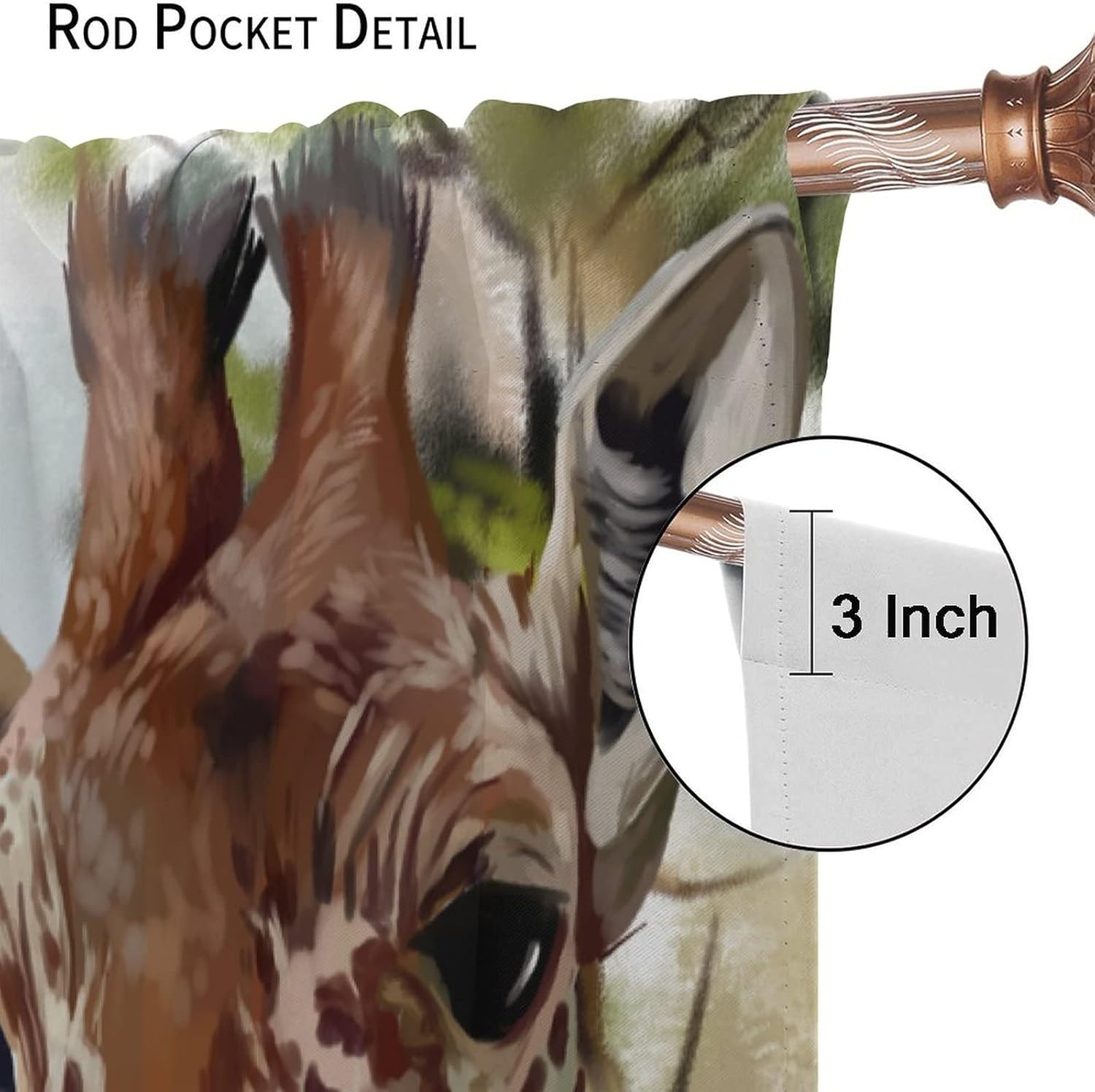 Giraffe Window Curtains Animal Rod Pocket Curtains Jungle Wildlife Cartoon Zoo Theme Home Painting Decor Drape for Living Room Boys Kids Bedroom Kitchen 2 Panels 42x63in