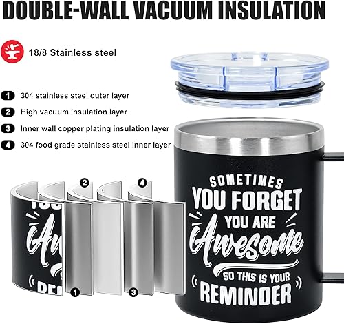 Miniatura 10 de AGH Regalos de Navidad para mujeres  Taza de café aislada con asa de 20 onzas, regalo de cumpleaños inspirador You're Awesome You're Awesome para