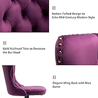 Vista 129 de Aoowow Juego de 2 taburetes de bar giratorios, taburetes de bar ajustables con respaldo de terciopelo copetudo, sillas de bar modernas tapizadas
