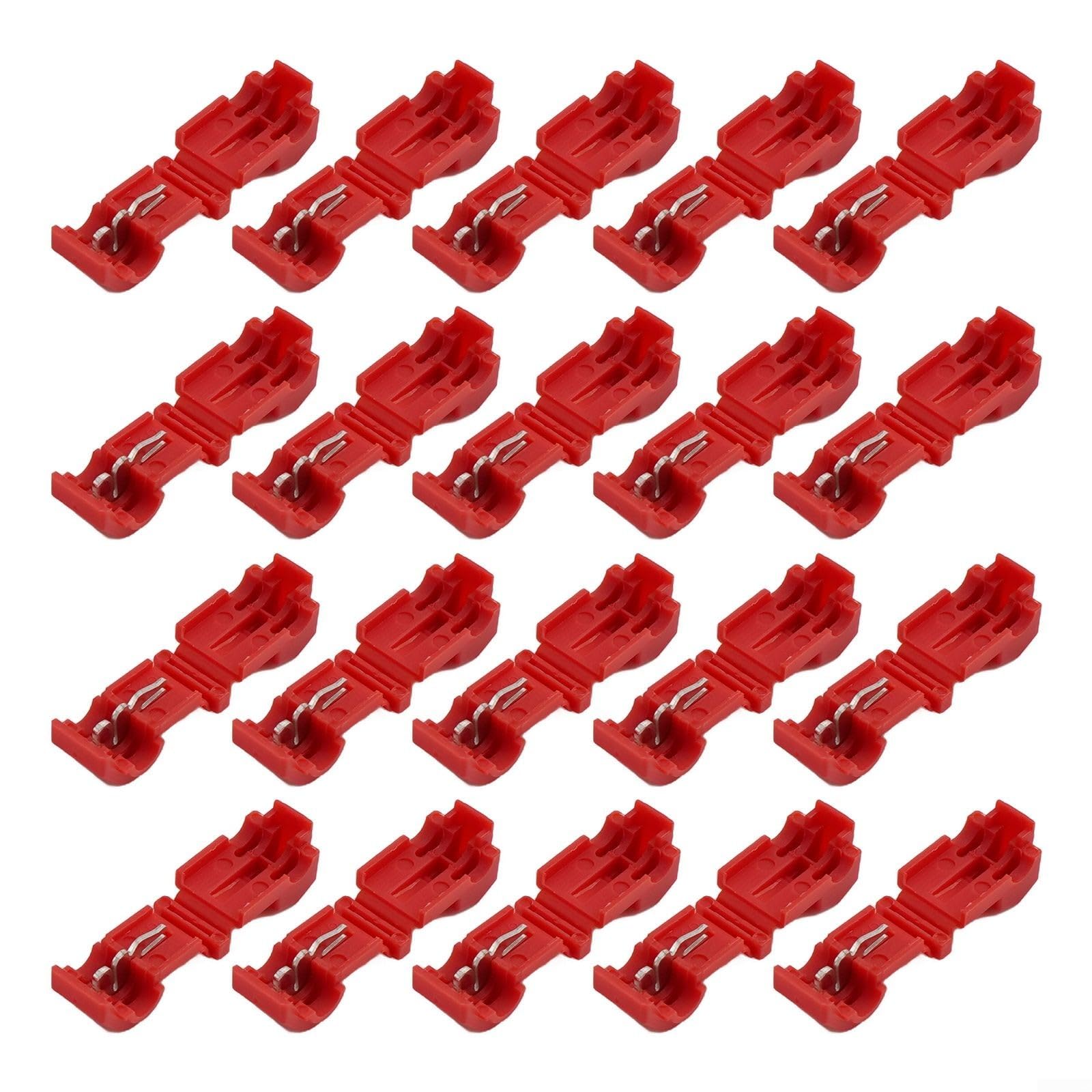20 Pieces Terminal Blocks for Robotic Mowers, Red Connection Clamps 22-18AWG, Quick Install Boundary Cable Clips for Charging Station Wiring