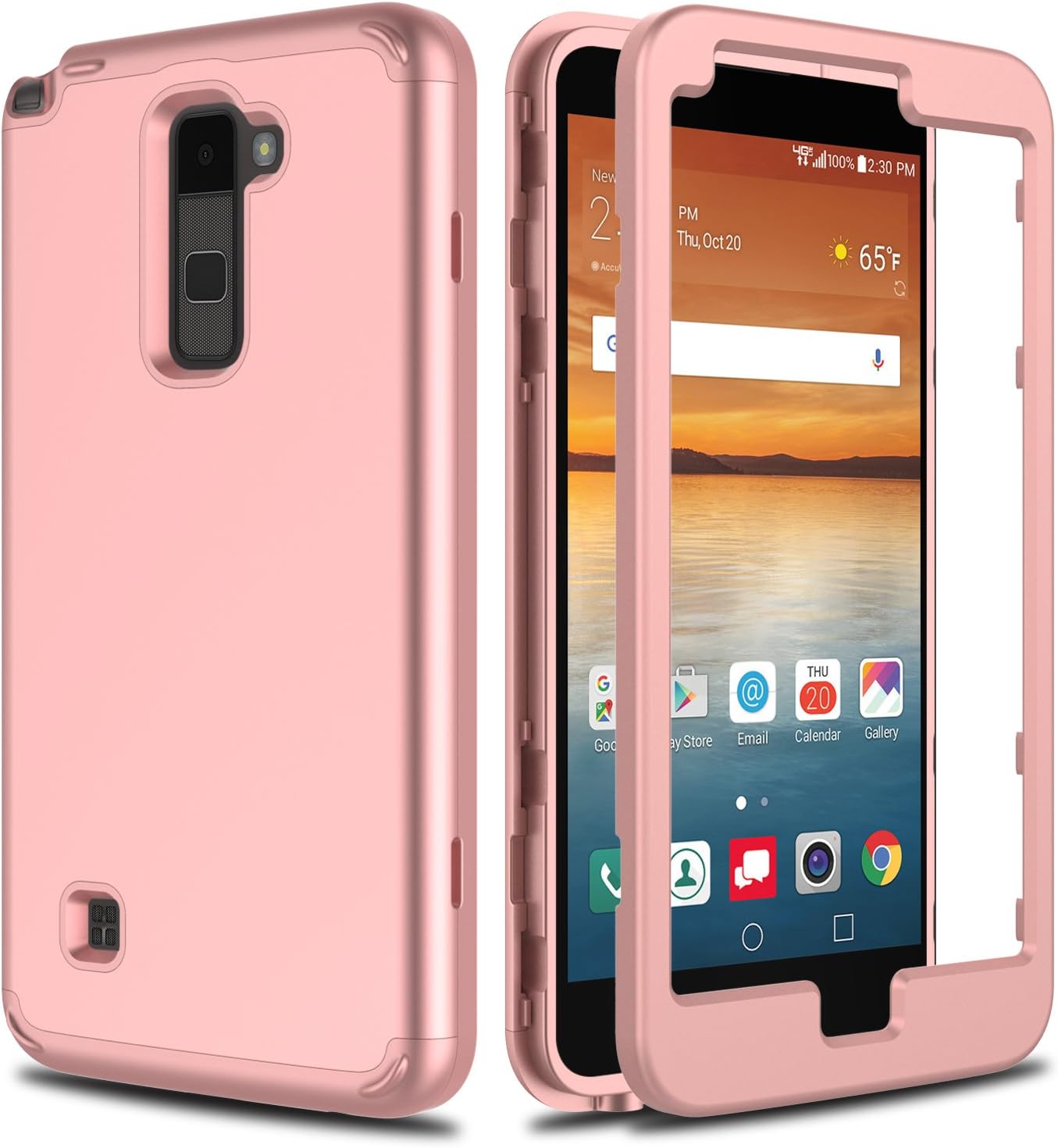 LG Stylo 2 Case, LG Stylo 2 V Case VS835 AMENQ Hybrid 3 in 1 Heavy Duty Scratch Resistant Touch Rubber Silicone Cover Without Built-in Screen Protector [Rose Gold] for LG G Stylo 2 L81AL / L82VL-Matte