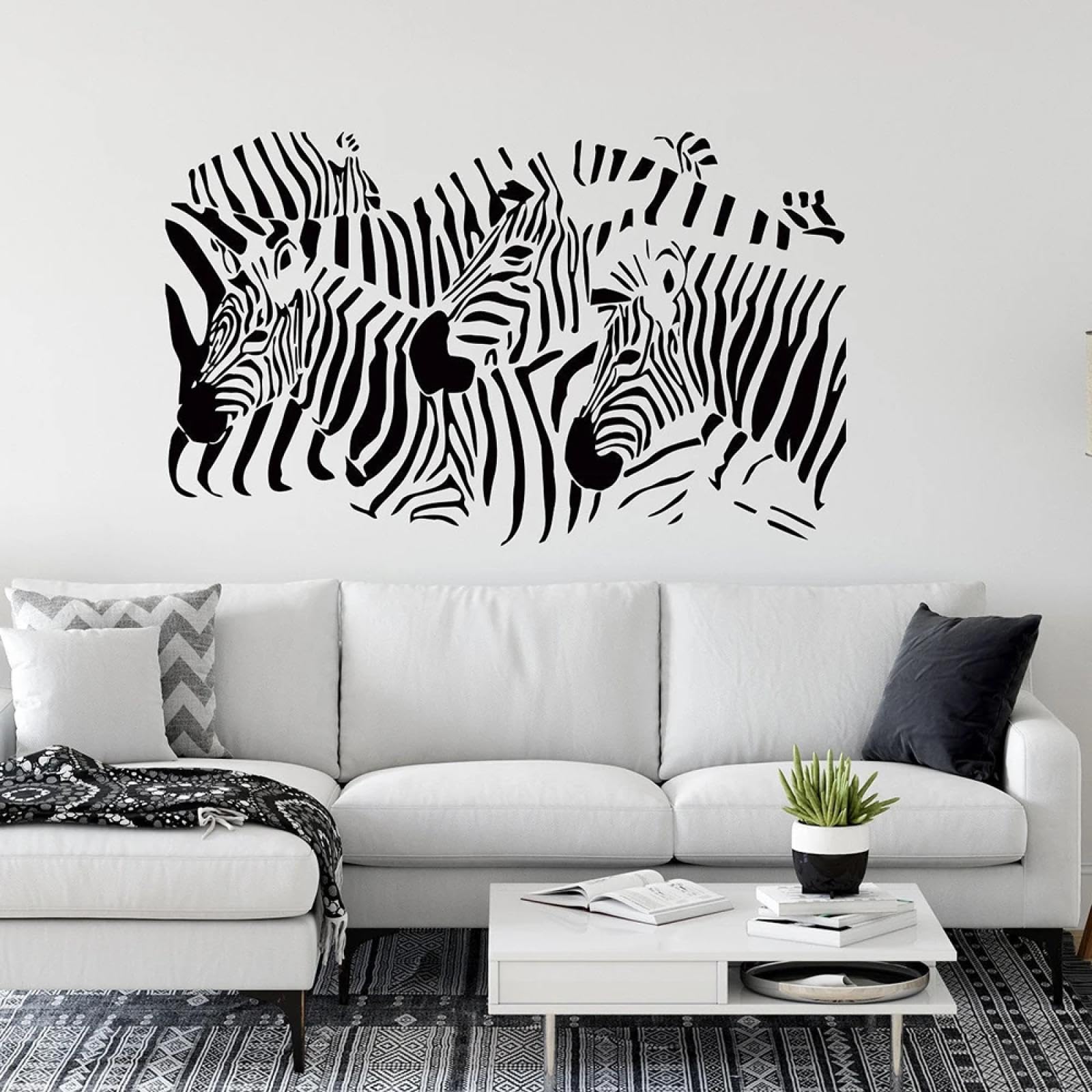 WEIMEIJIE Zebra Head wall Sticker, African Animal, Children's Room playroom Vinyl Sticker, Living Room Sofa Background Decoration.
