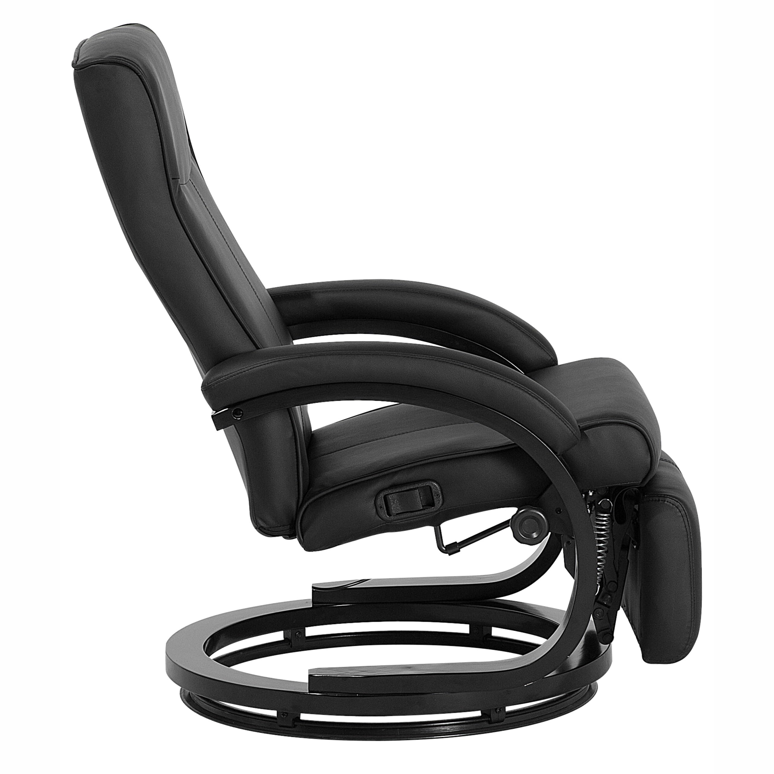 Beliani Fauteuil Inclinable en Cuir PU Noir avec Rembourrage Épais et Repose-Pied pour Salon au Design Moderne et Élégant