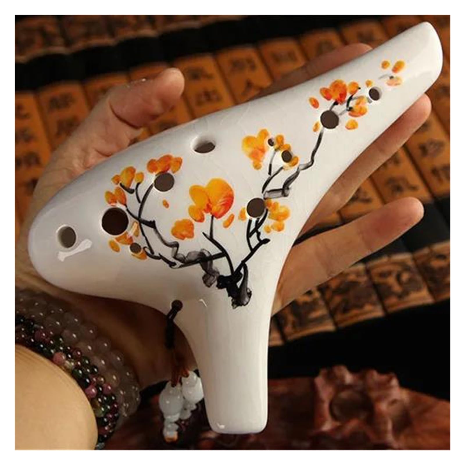 Ocarina Ocarina A 12 Fori Con Tono AC Stile Antico Cinese Forma Aggraziata Flauto In Ceramica Professionale Con Pittura A Mano(Figure A)