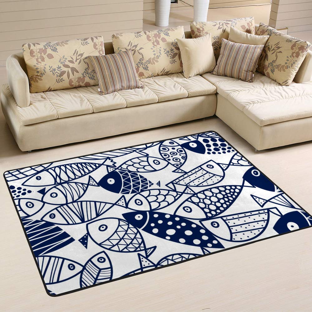 Tapis avec crochet bleu marine pour transformer votre salon ou chambre à coucher