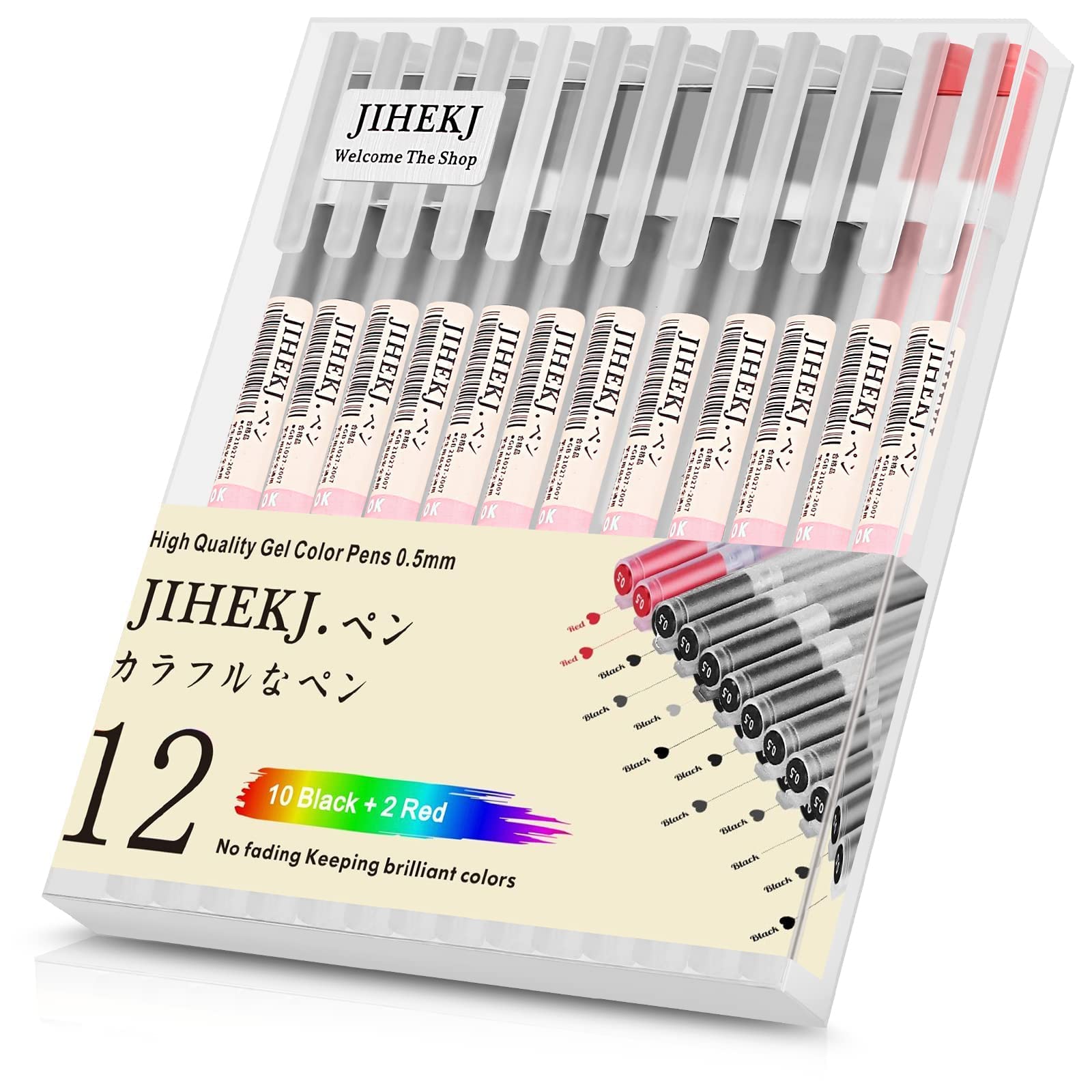 JIHEKJ Pens Gel Black Pens Gel Ink Pen Ballpoint Pens for Bullet Journaling Note Taking Writing Drawing Coloring Japanese Stationery Korea Fine Point Pen Office School Supplies Cute Pens