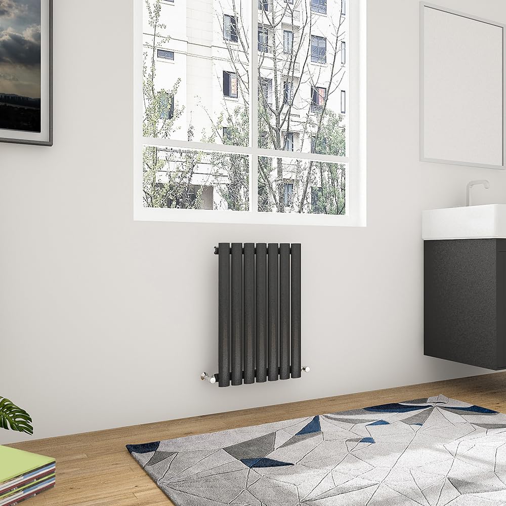 Huiyang Black Oval Column Radiator 600X413mm Horizontal Radiator Single Column Modern Central Heating Radiators Designer Radiators