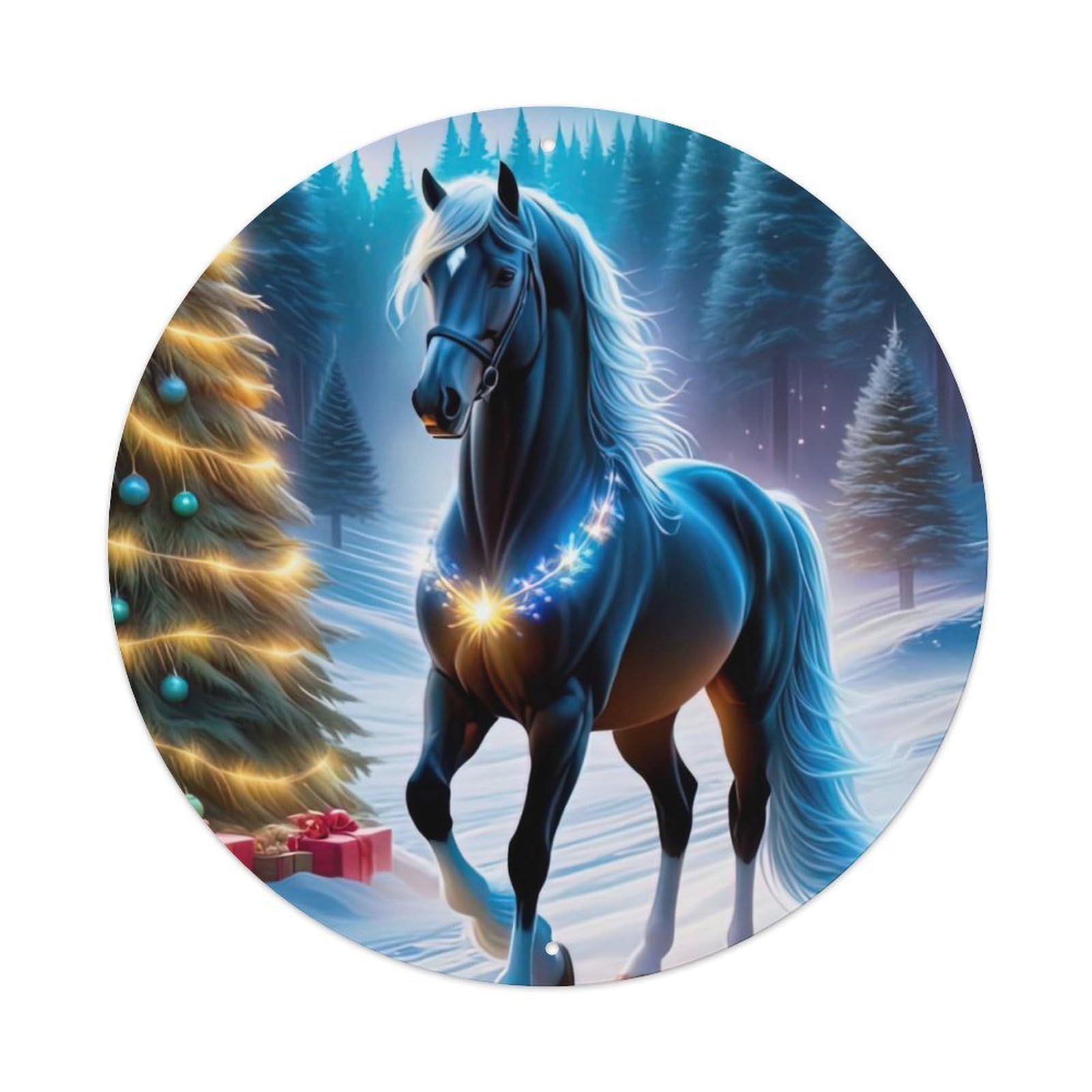 Animal Horses in The Snow Metal Tin Sign