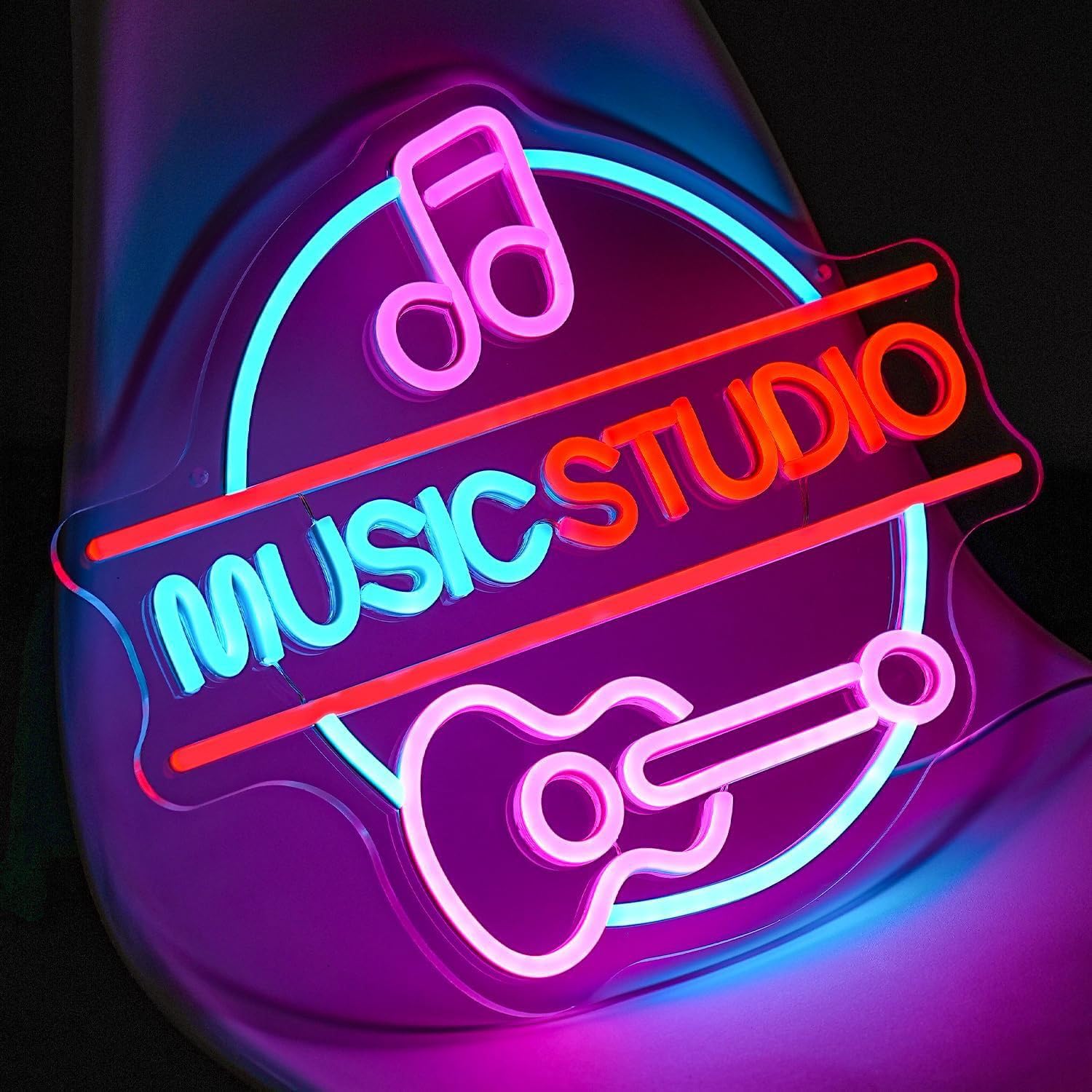 Music Studio LED neonowe sygnały na ścianę dekoracje ścienne neon akrylowe światła LED z zawieszonym łańcuchem oświetlające znaki do dekoracji sypialni dyplom bar pub 5V USB