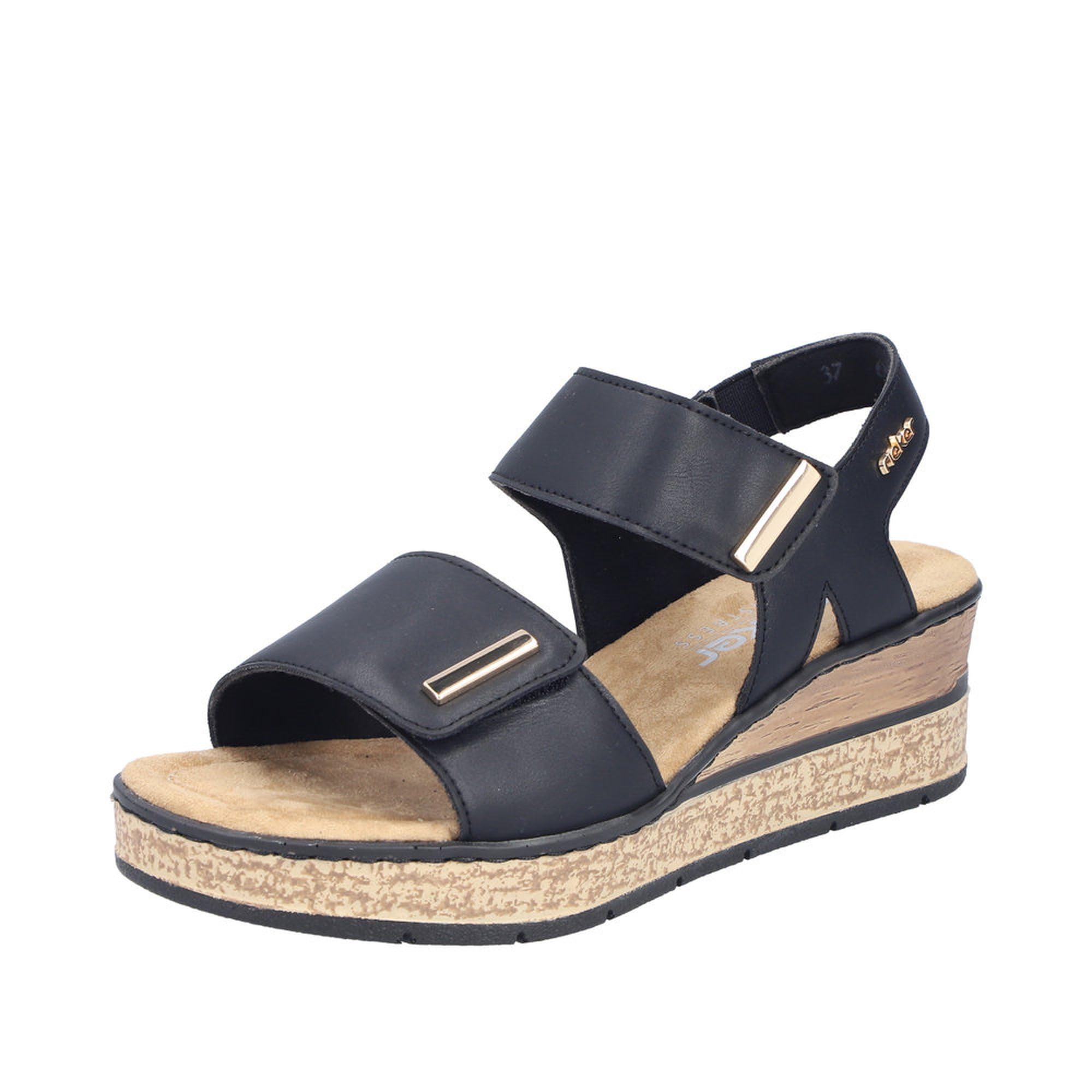 Rieker Women's 63781 Wedge Sandals, Black, 41 EU
